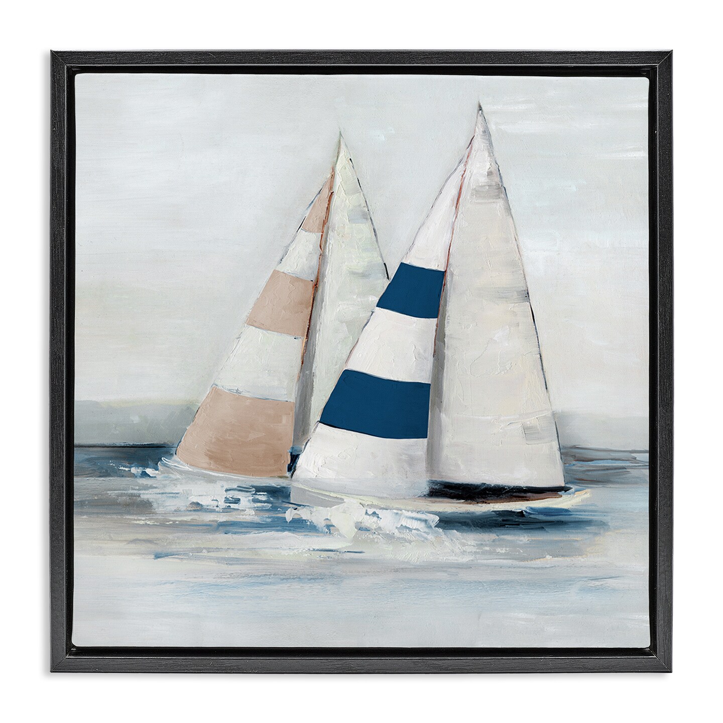 Stupell Industries Striped Sailboat Duo Floating Frame Design by Sally ...