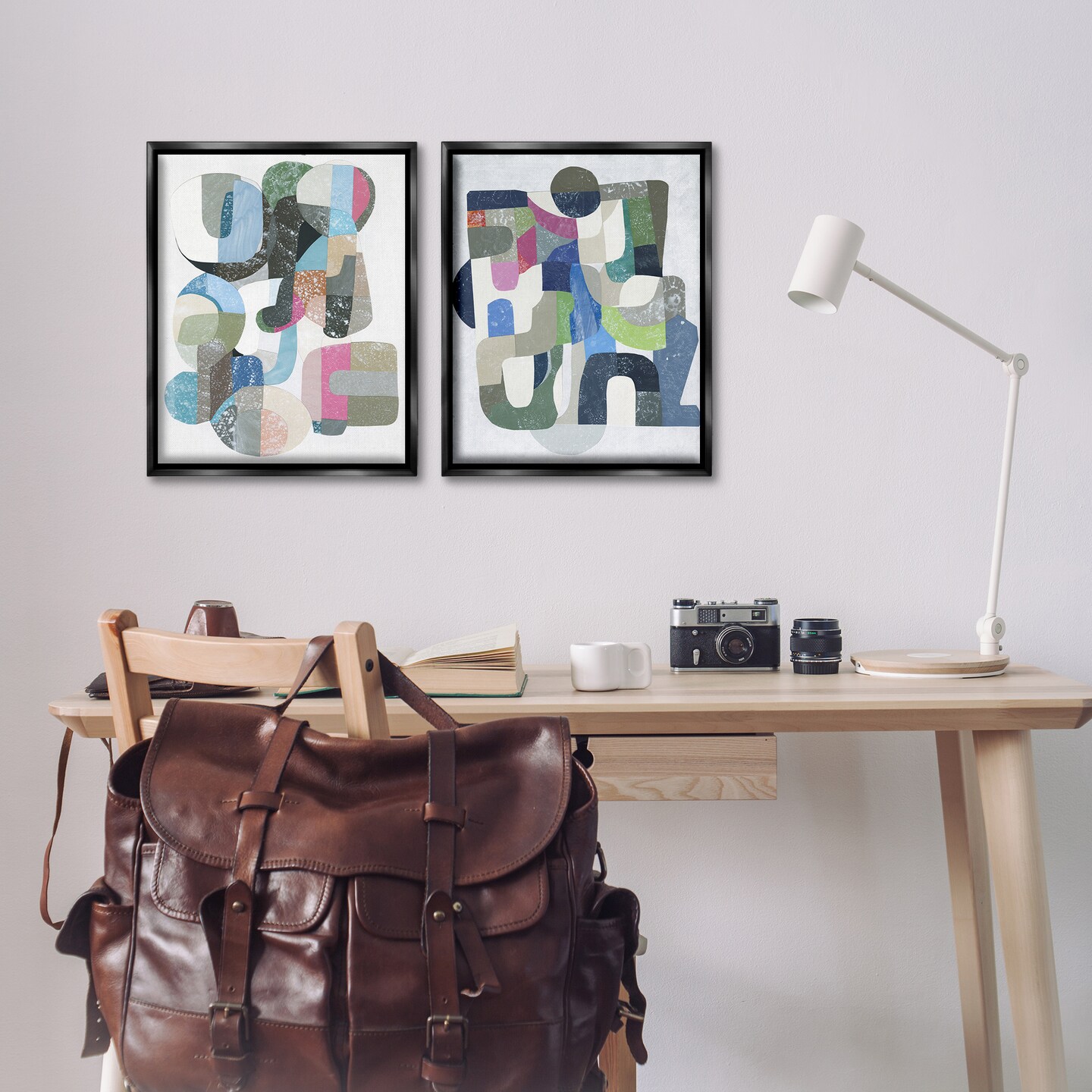 Stupell Industries Retro Pastel Geometrics 2pc Floating Frame Set Design by Coco Good