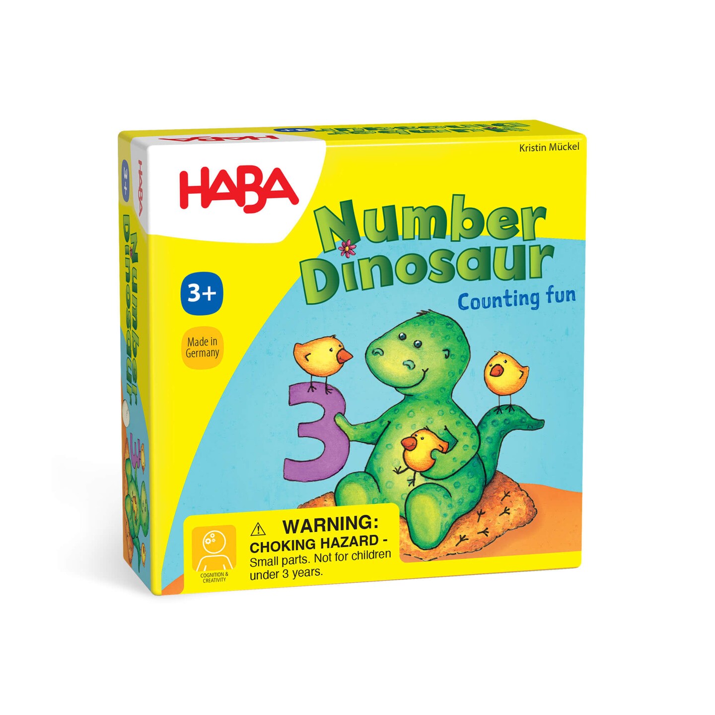 HABA Number Dinosaur Game - Mini Counting Travel Game for Kids Ages 3-8, Educational Preschool Learning Toy with Wooden Dinosaur and Tiles