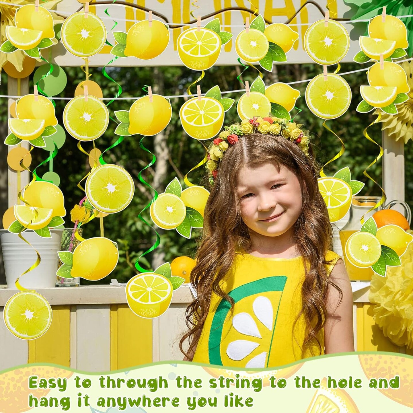 22 Pcs Lemon Party Summer Decorations Include 2 Lemon Banner 20 Hanging Lemons Swirls Citrus Lemonade Decorations for Summer Theme Birthday Party Baby Shower Decoration Photo Props