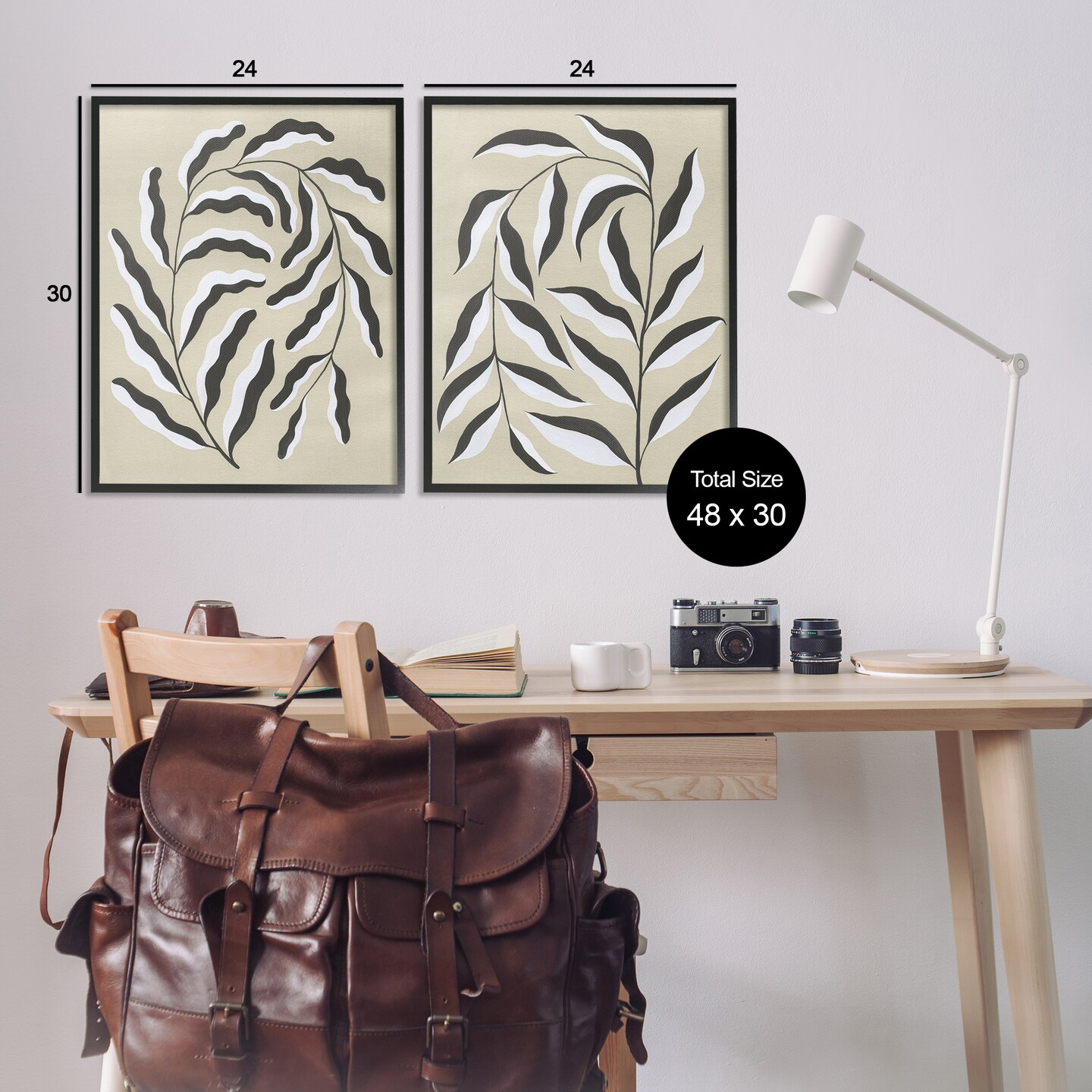 Stupell Industries Midcentury Mod Botanicals 2pc Framed Giclee Set Design by Grace Popp