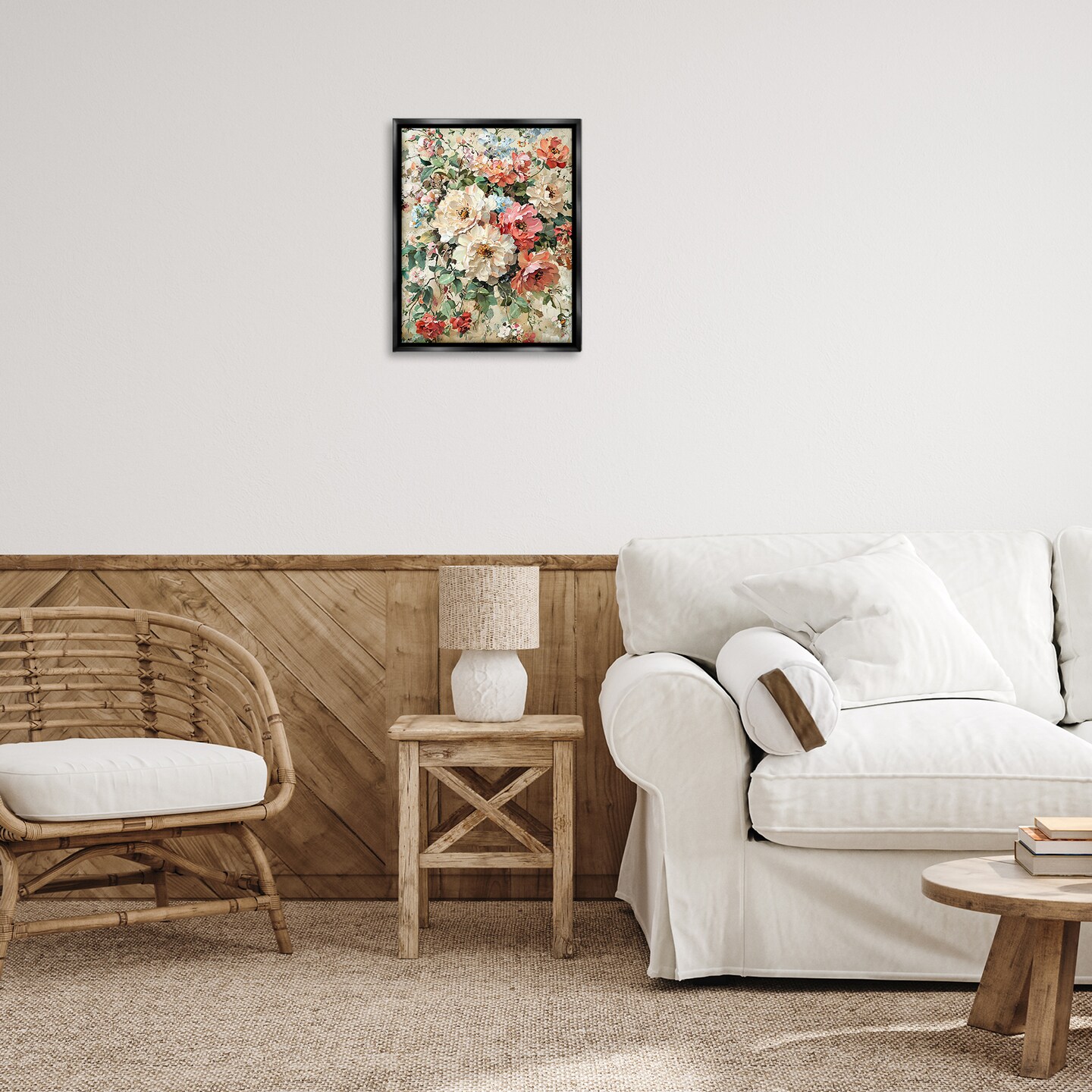 Stupell Industries Aged Abstract Flowers Floating Frame Design by Franklyn Gregory