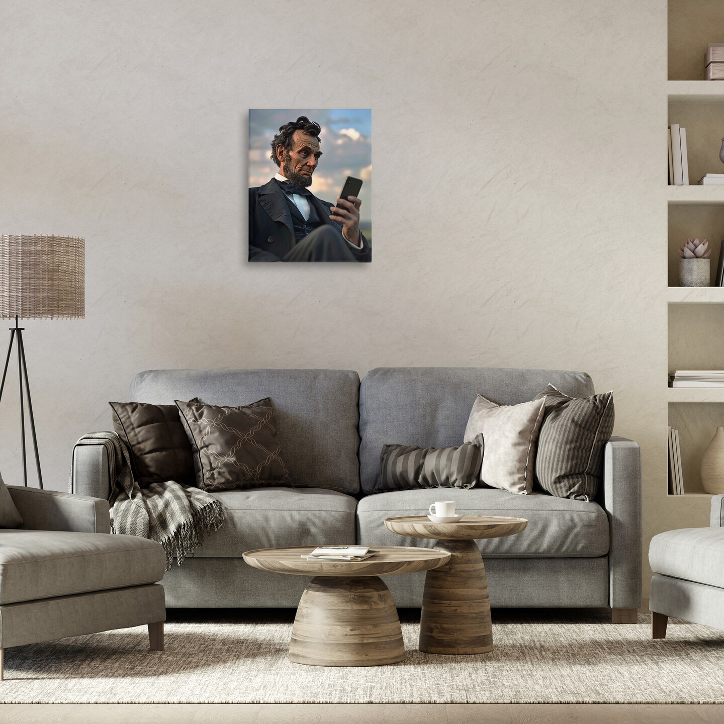 Stupell Industries Abe Lincoln with Cellphone Canvas Design by Michael McKinney
