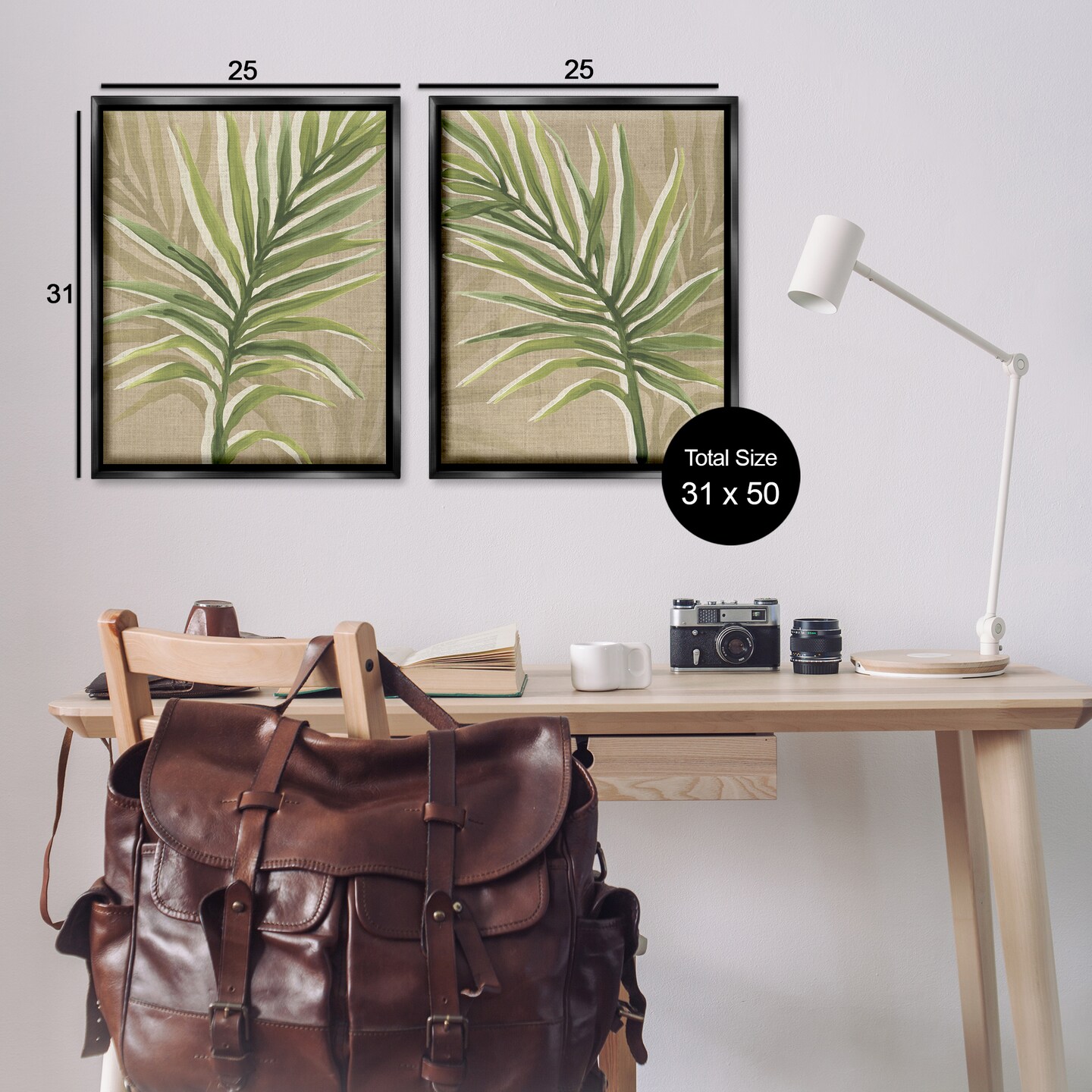 Stupell Industries Natural Palm Leaves 2pc Floating Frame Set Design by June Erica Vess