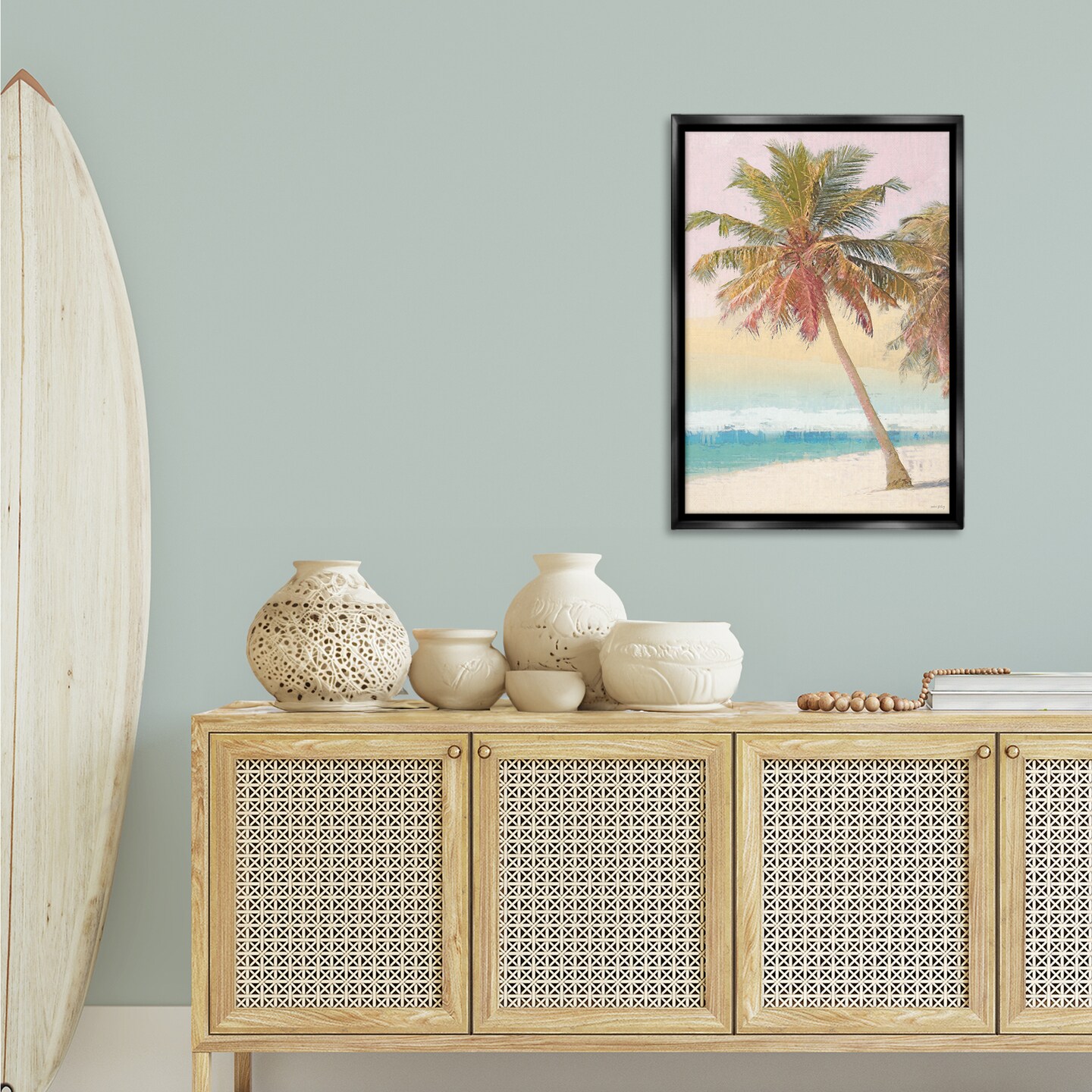 Stupell Industries Pastel Gradient Beach Scene Floating Frame Design by Amber Sterling