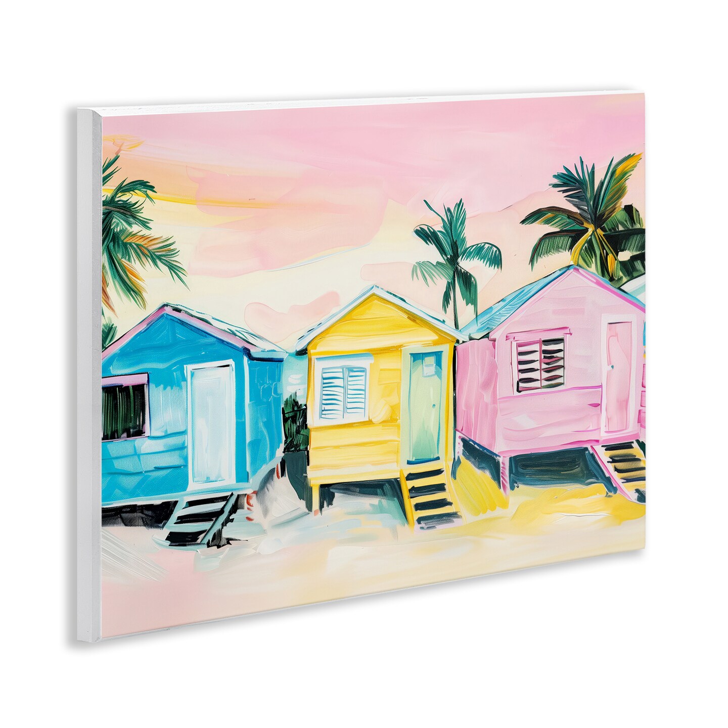 Stupell Industries Pastel Tropical Beach Cabins Wall Plaque Design by Arlington Prints