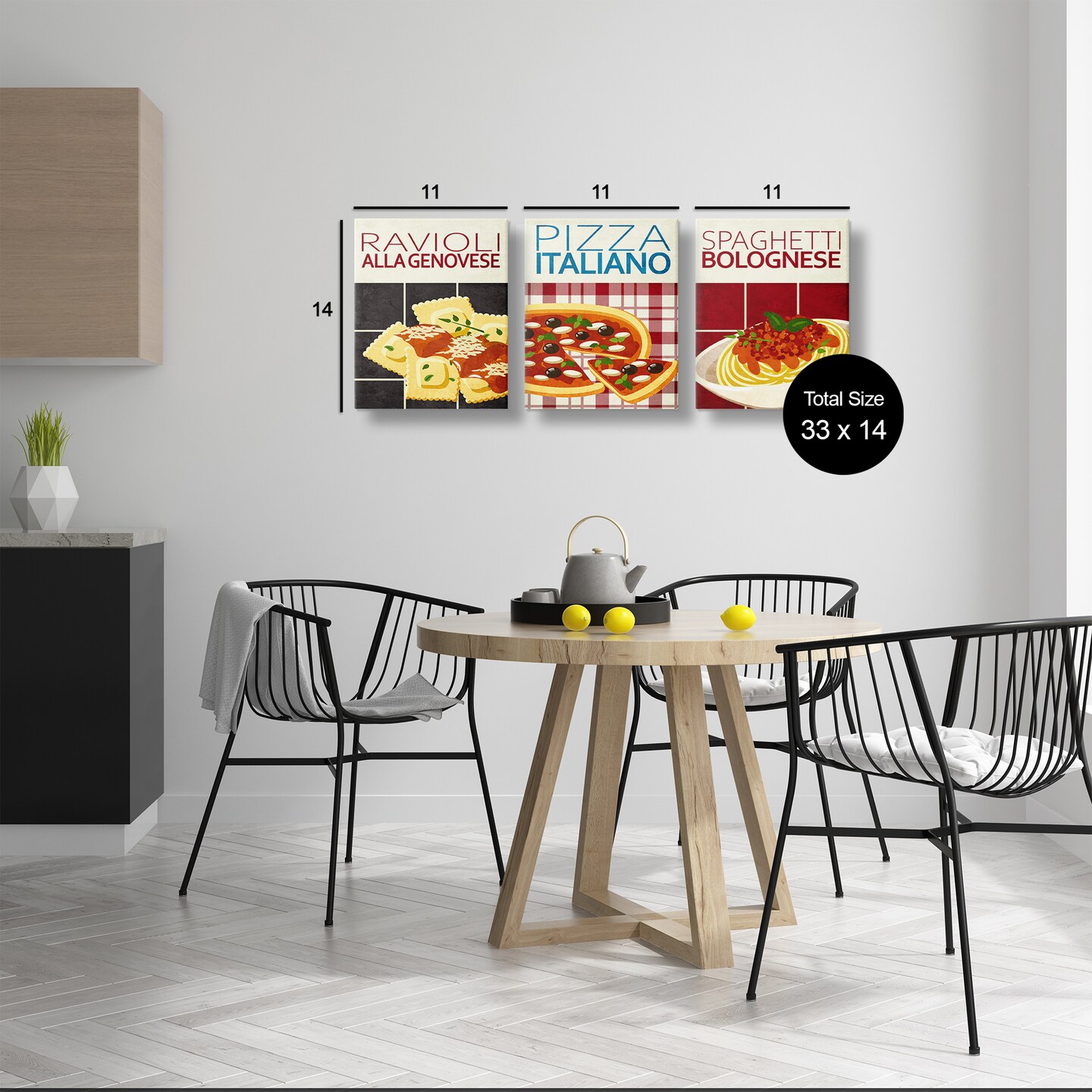 Stupell Industries Classic Italian Pasta Meals 3pc Canvas Set Design by Kim Allen