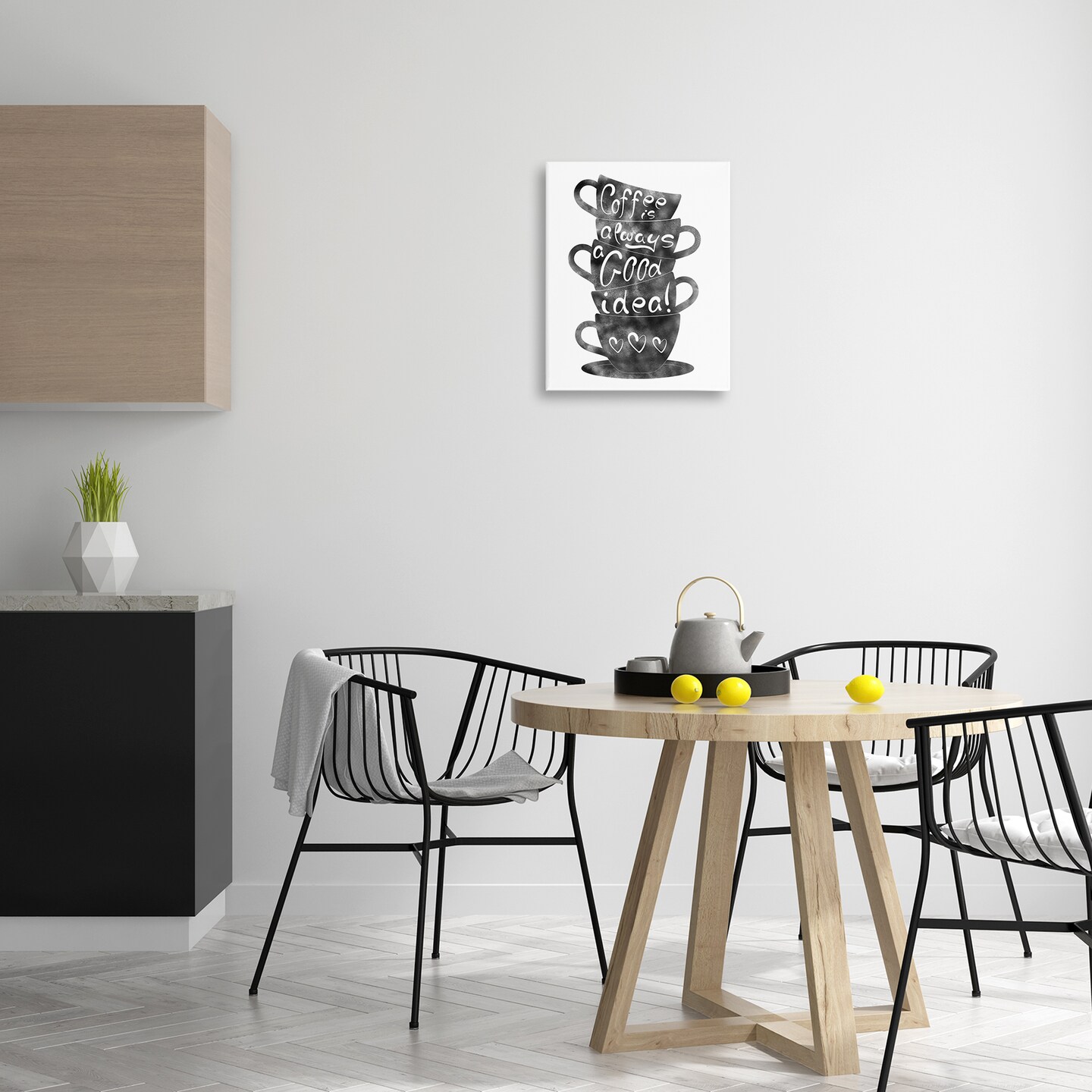 Stupell Industries Coffee Mugs Stacked & Phrase Canvas Design by Marcus Prime