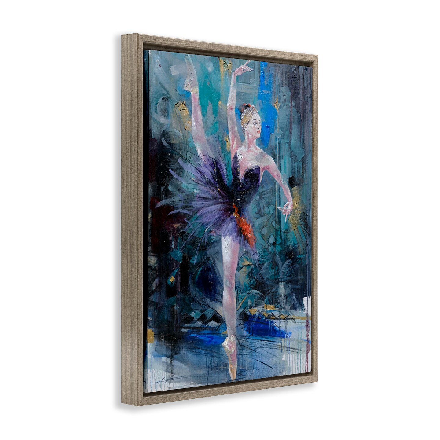 Stupell Industries Vivid Ballet Dancer on Blue Floating Frame Design by Lucille Lee