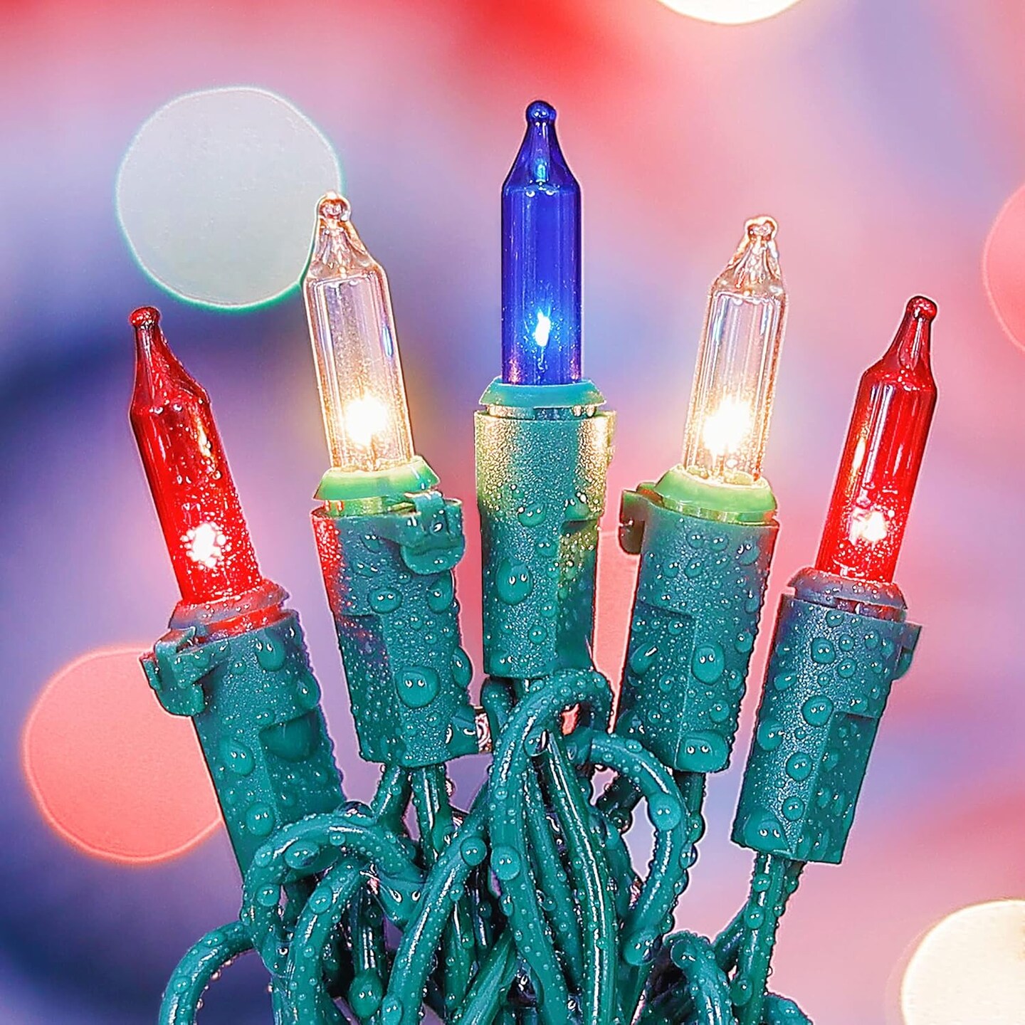 50ct Red White & Blue Mini String Lights - 13ft Waterproof Patriotic July 4th Decor