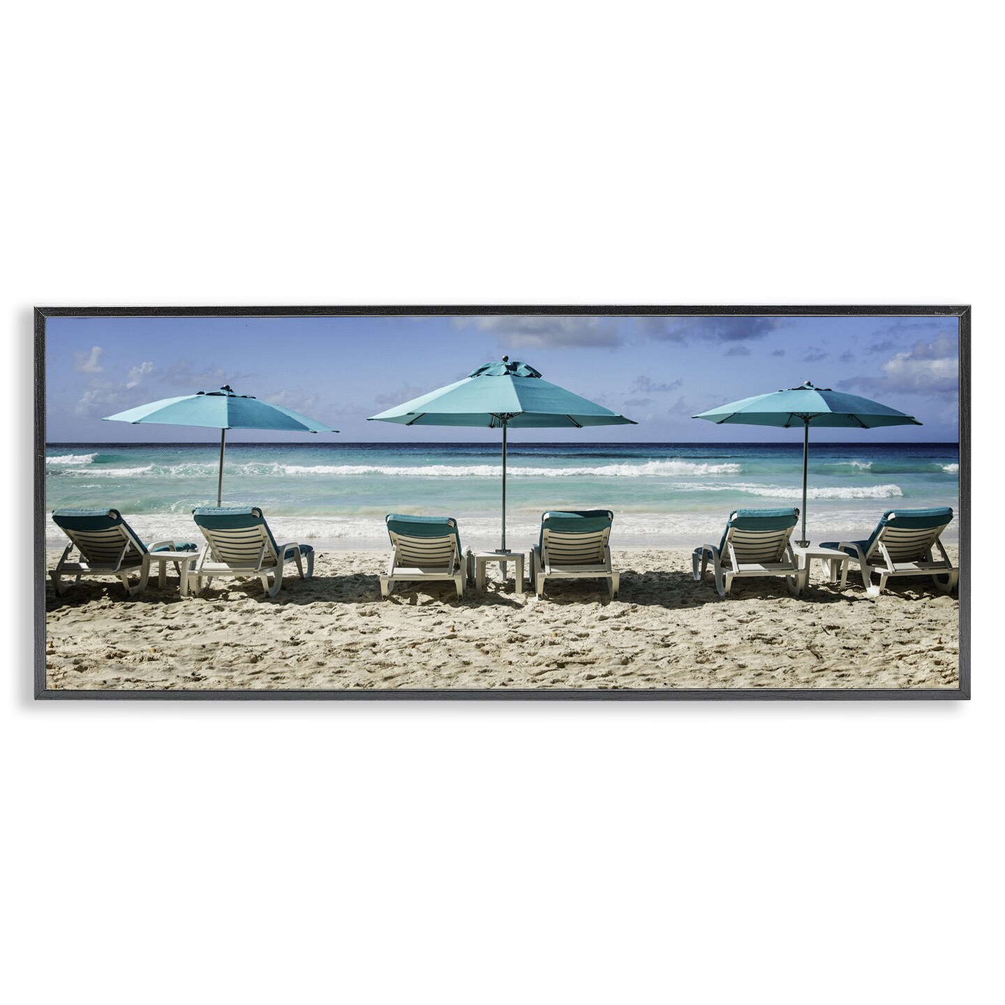 Stupell Industries Lined Up Beach Chairs Framed Giclee Design by Mary Lou Johnson