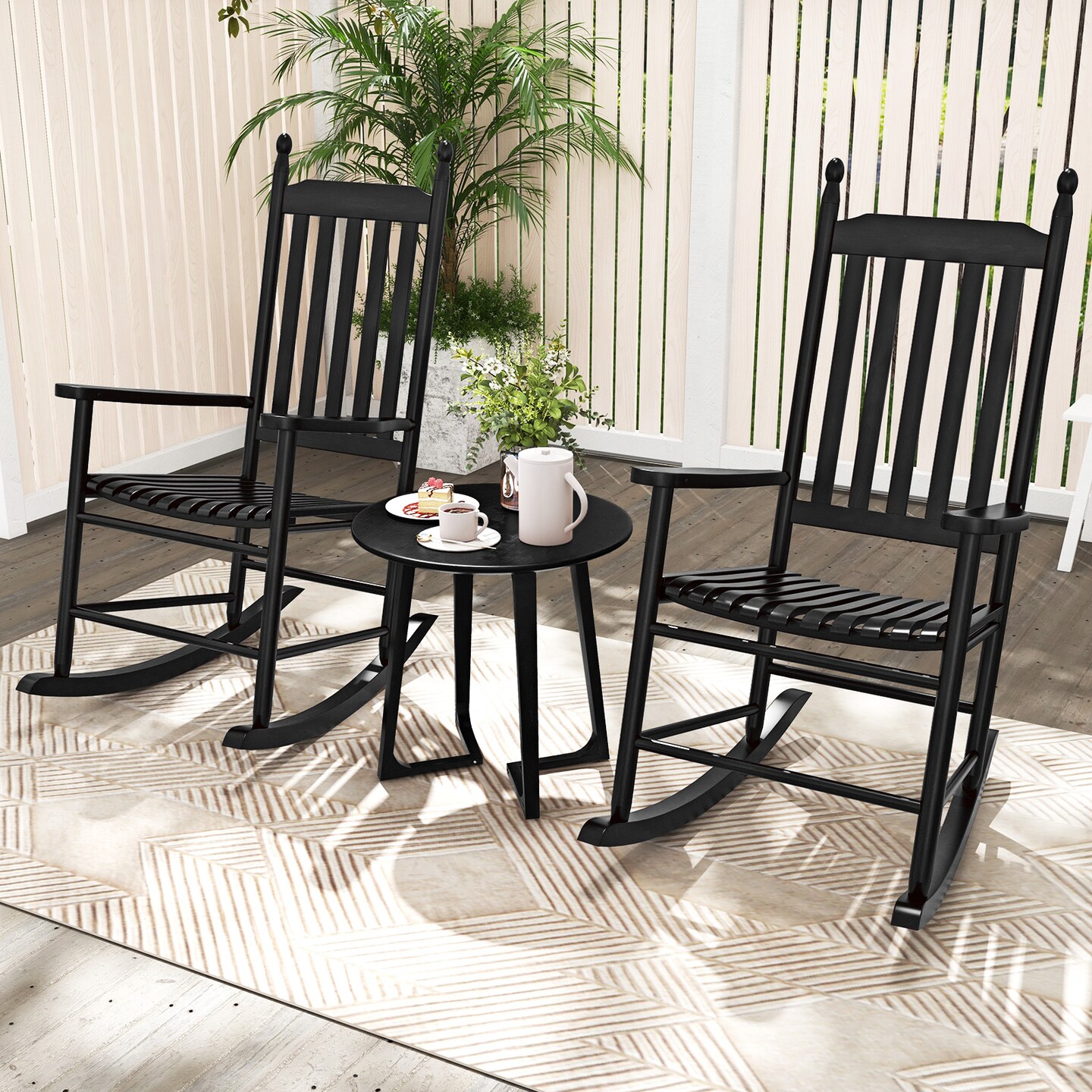 Acacia Wood Rocking Chair with Ergonomic Seat &#x26; Gentle Rocking Motion