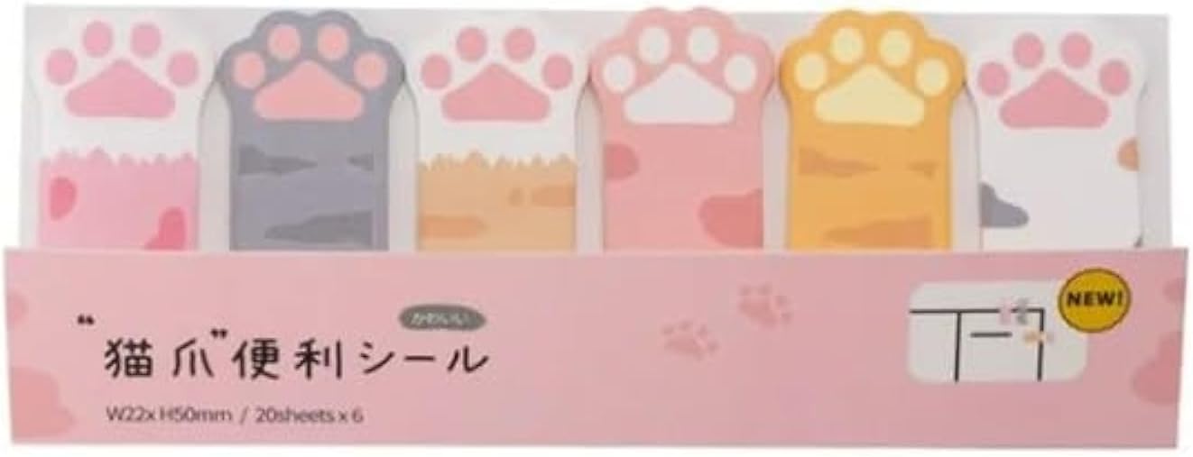 1 Pack Cute Sticky Note Pads Animal Sticky Notes Cat Paw Memo Cartoon Animal Notes Sticky Notes Tabs Cat Self-Stick Memo Pads Index Bookmark Marker Pad for Office Notebooks and Writing Pads