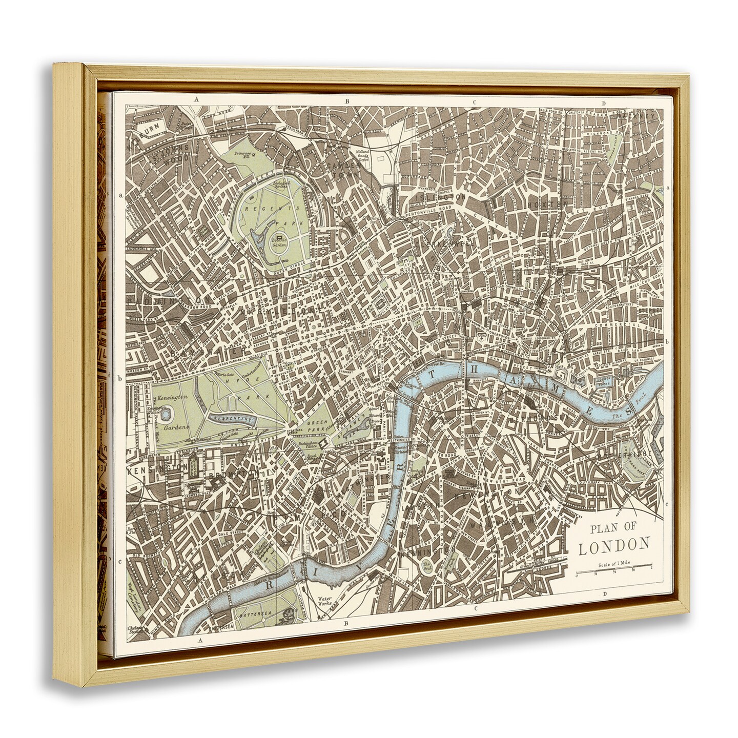 Stupell Industries Vintage Blueprint Plant of London Floating Frame Design by Phillipa Katz