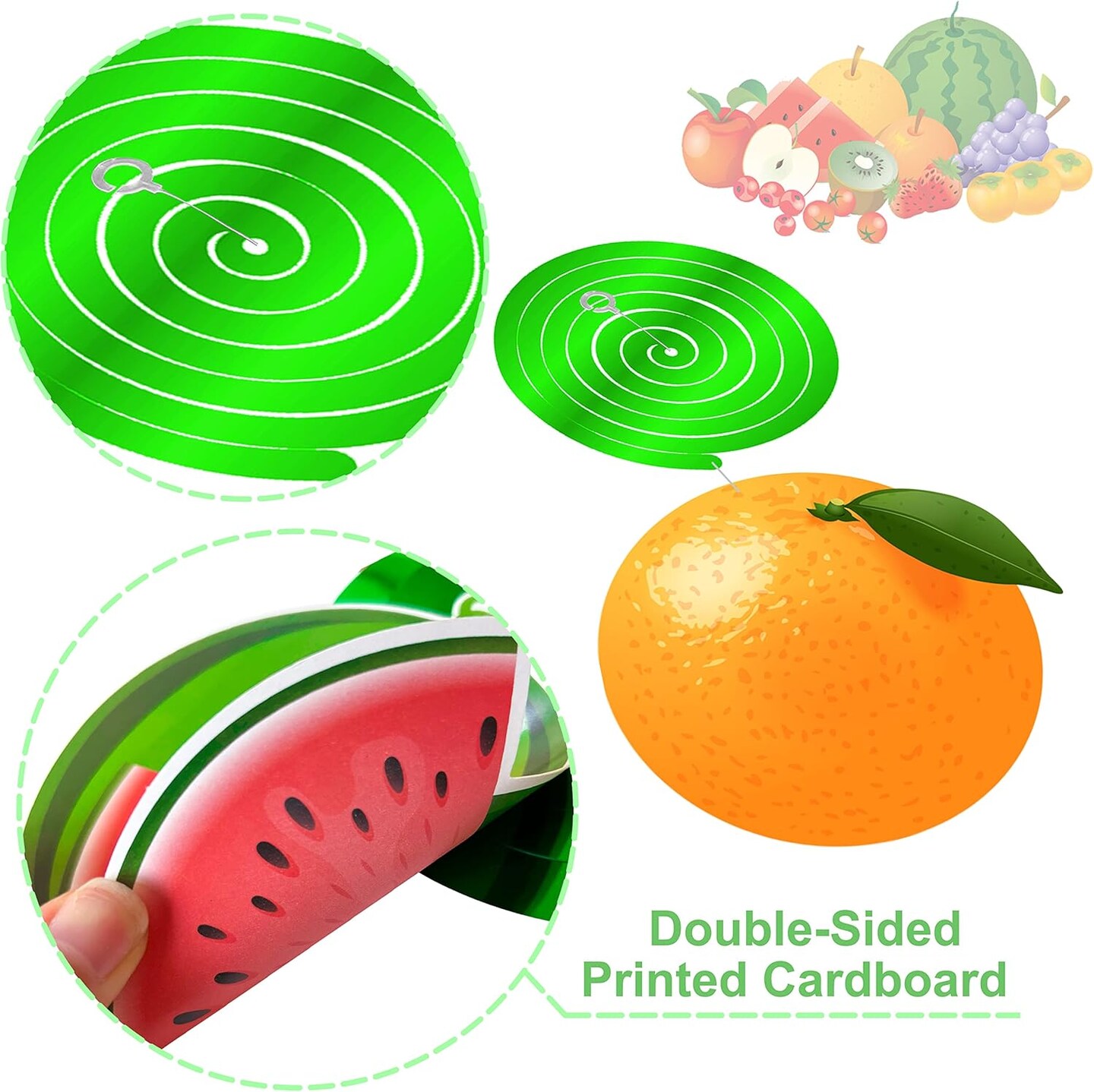 30pcs Tutti Frutti Hanging Swirls Decorations Summer Fruit Party Ceiling Streamer for Fruit Theme Party Supplies Birthday Baby Shower Favor Spiral Ornaments