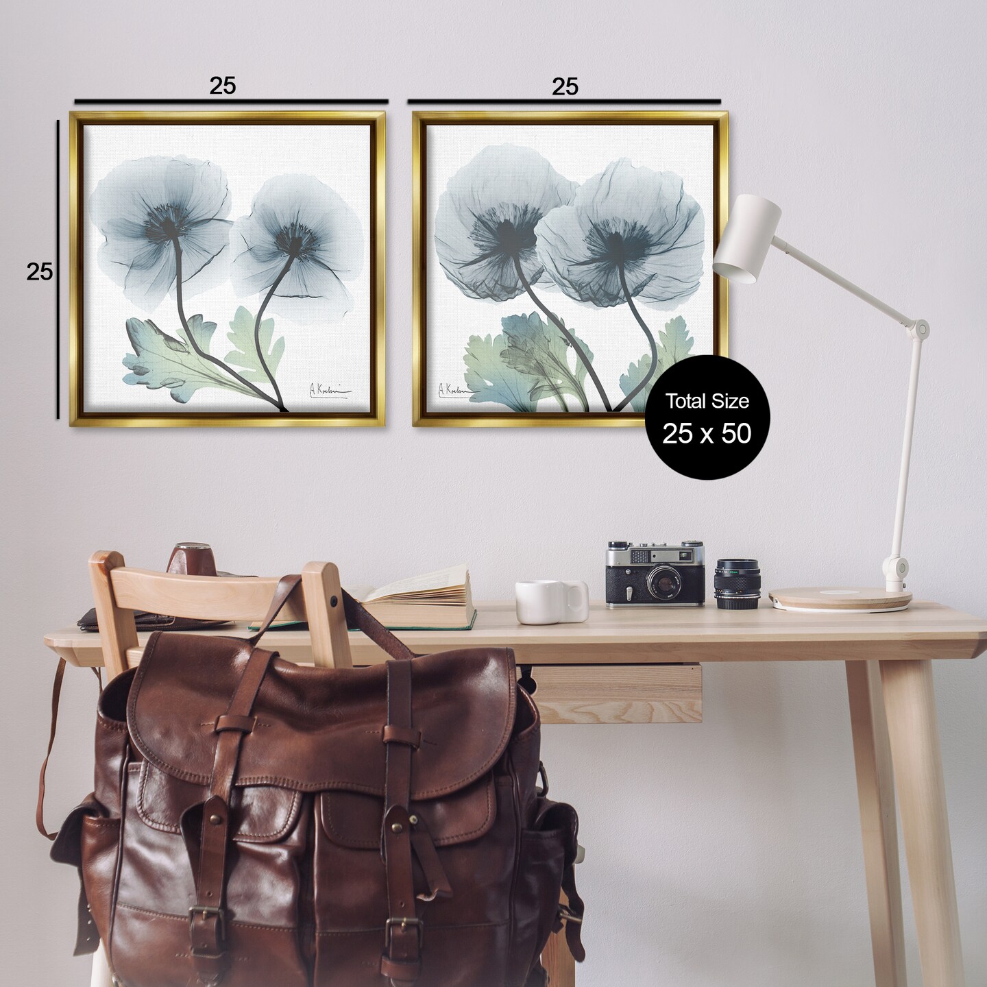 Stupell Industries Luminous Sapphire Florals 2pc Floating Frame Set Design by Albert Koetsier