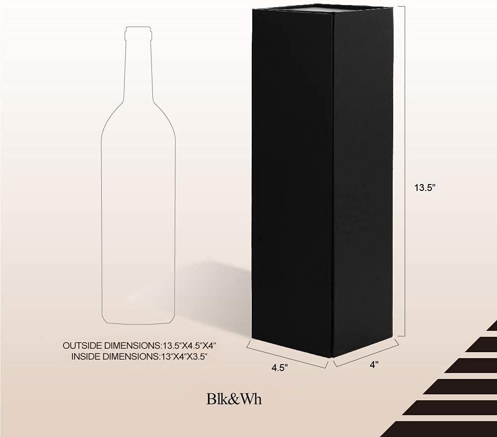 6 Wine Gift Boxes 13.5x4.5x4 Inches, Magnetic Closure Collapsible Wine Bottle Gift Boxes for Liquor and Champagne (Matte Black)