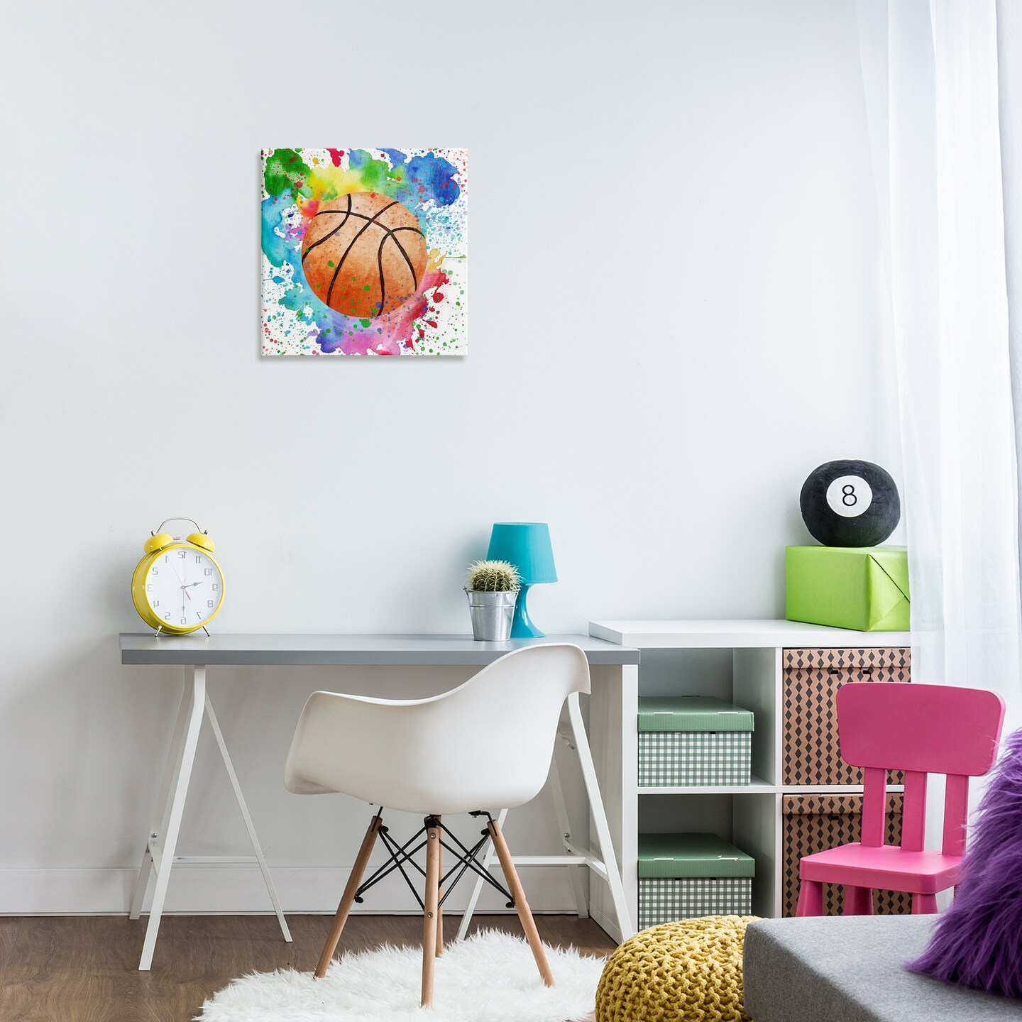 Stupell Industries Basketball with Bright Splash Canvas Design by Kim Allen