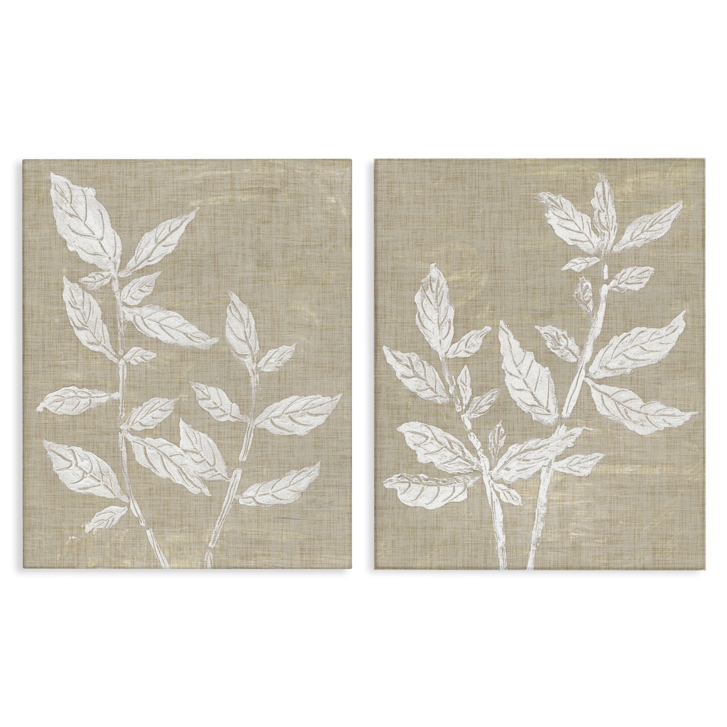 Stupell Industries Botanicals on Textile Pattern 2pc Canvas Set Design ...