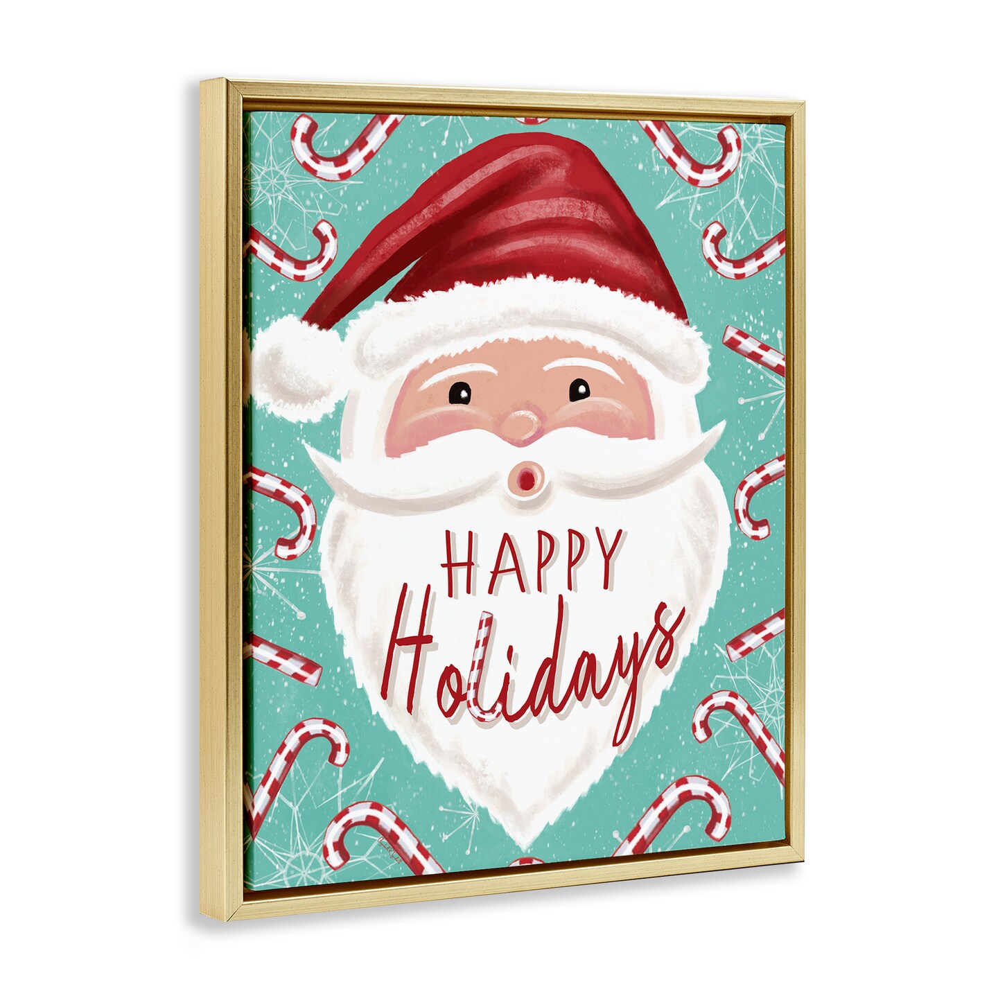 Stupell Industries Jolly Santa &#x26; Candy Canes Floating Frame Design by Elizabeth Tyndall