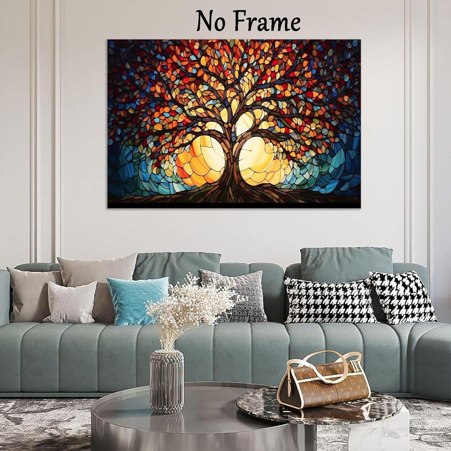 Abstract Tree of Life Wall Art Colorful Modern Canvas Poster Fantasy Landscape Print Blooming Tree Painting Colorful Tree of Life Canvas Wall Art Modern Abstract Texture Tree Pictures 16x24in No Frame