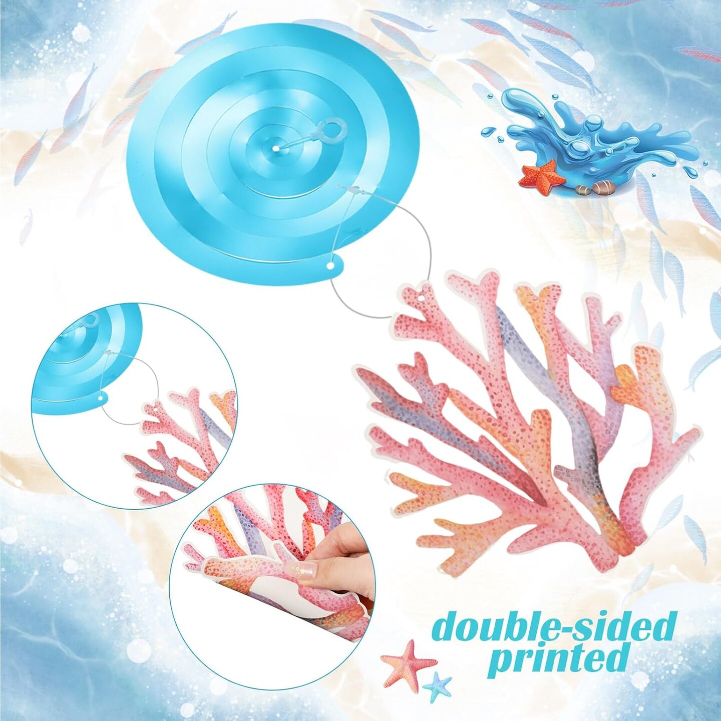 54 Pcs Under the Sea Swirls Decorations Tropical Fish Animals Hanging Banner Ocean Garlands Turtle Ceiling Streamers for Summer Birthday Wedding Baby Shower Supplies Party Decor