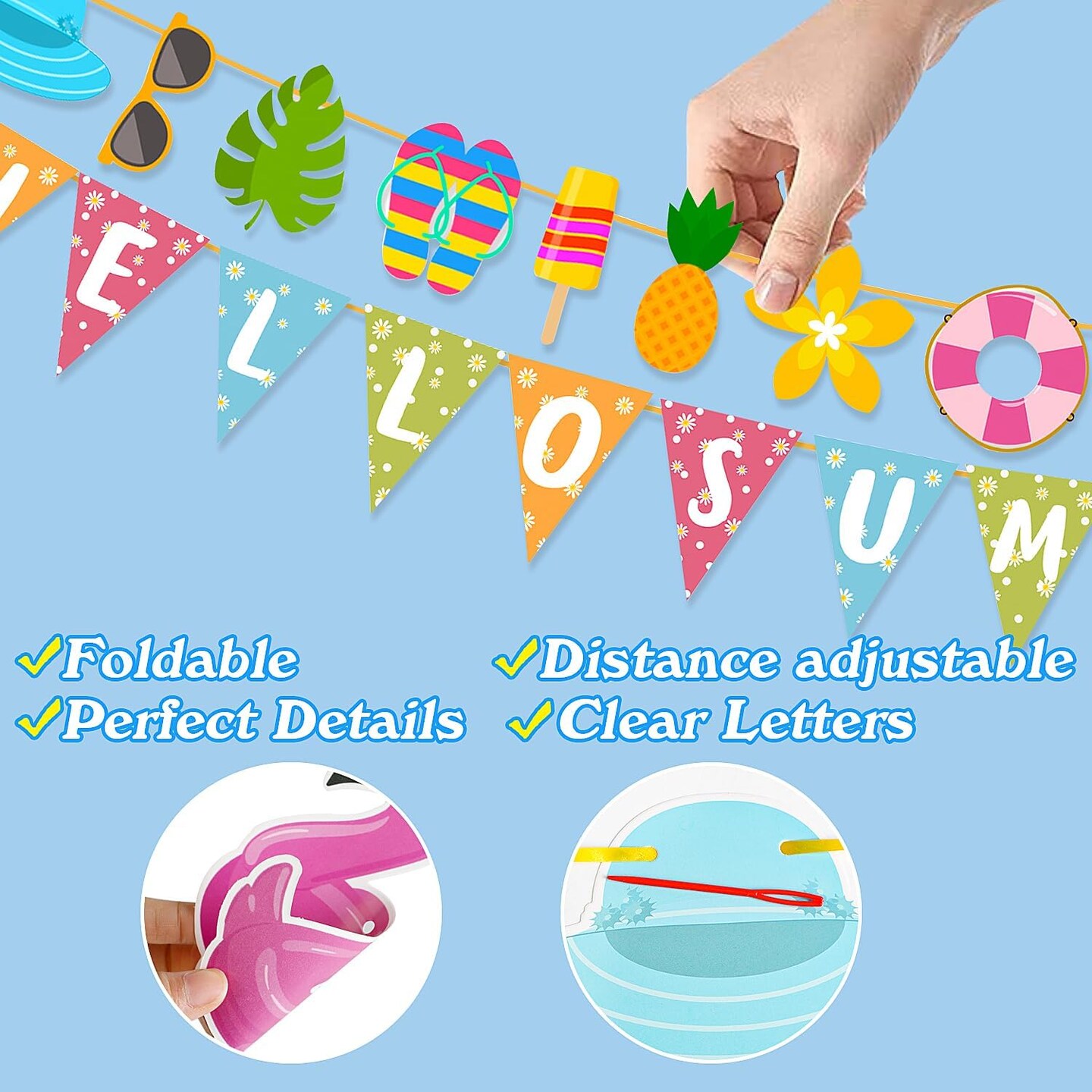 Summer Party Decoration Hanging Swirls,60 PCS Tropical Party Pool Beach Birthday Party Hello Summer Banner Streams Holiday Supplies Favors for Office School Indoor Outdoor