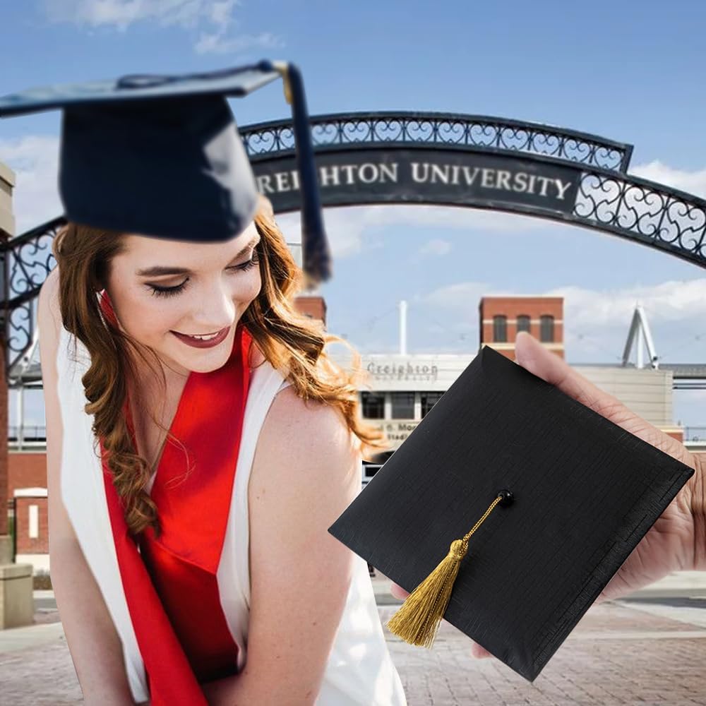 Graduation Gift Box with Tassel for Her Class of 2025 Graduation Hat Cap Box Gift Wrapping Grad Keepsake Memory Home Decor Black Box for College Graduate High School Party Favor Supply