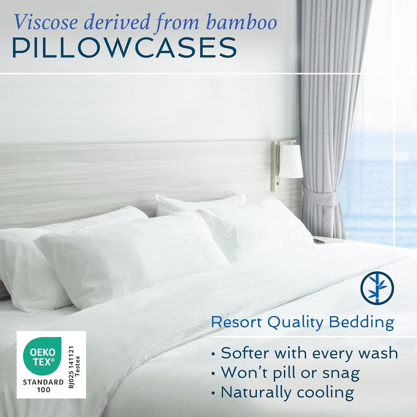 King Size Pillowcases 2 Pack, 20x40 Inch, Cooling, Breathable Pillow Cases, 100% Viscose Derived from Bamboo Pillow Covers, Silky Soft for Hair &#x26; Skin, Elegant Bedroom, Dark Gray