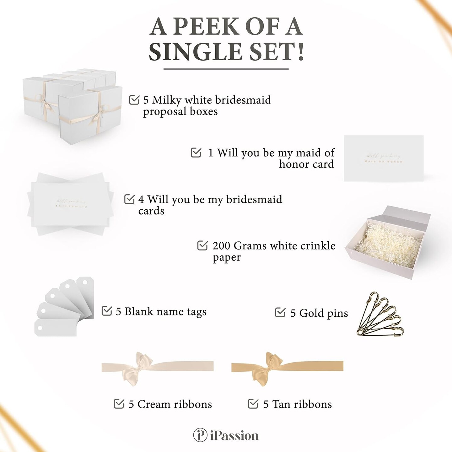 Gift Box Set - Bridesmaids Gifts for Wedding (5 Pack), All Occasions, Bridesmaid Proposal, Magnetic Boxes With Lids, Big Set For Bridal, 13.5 x 9 x 4.5 inches, Large White GiftBox Welcome to Seller Assistant Please log in to your account to start w