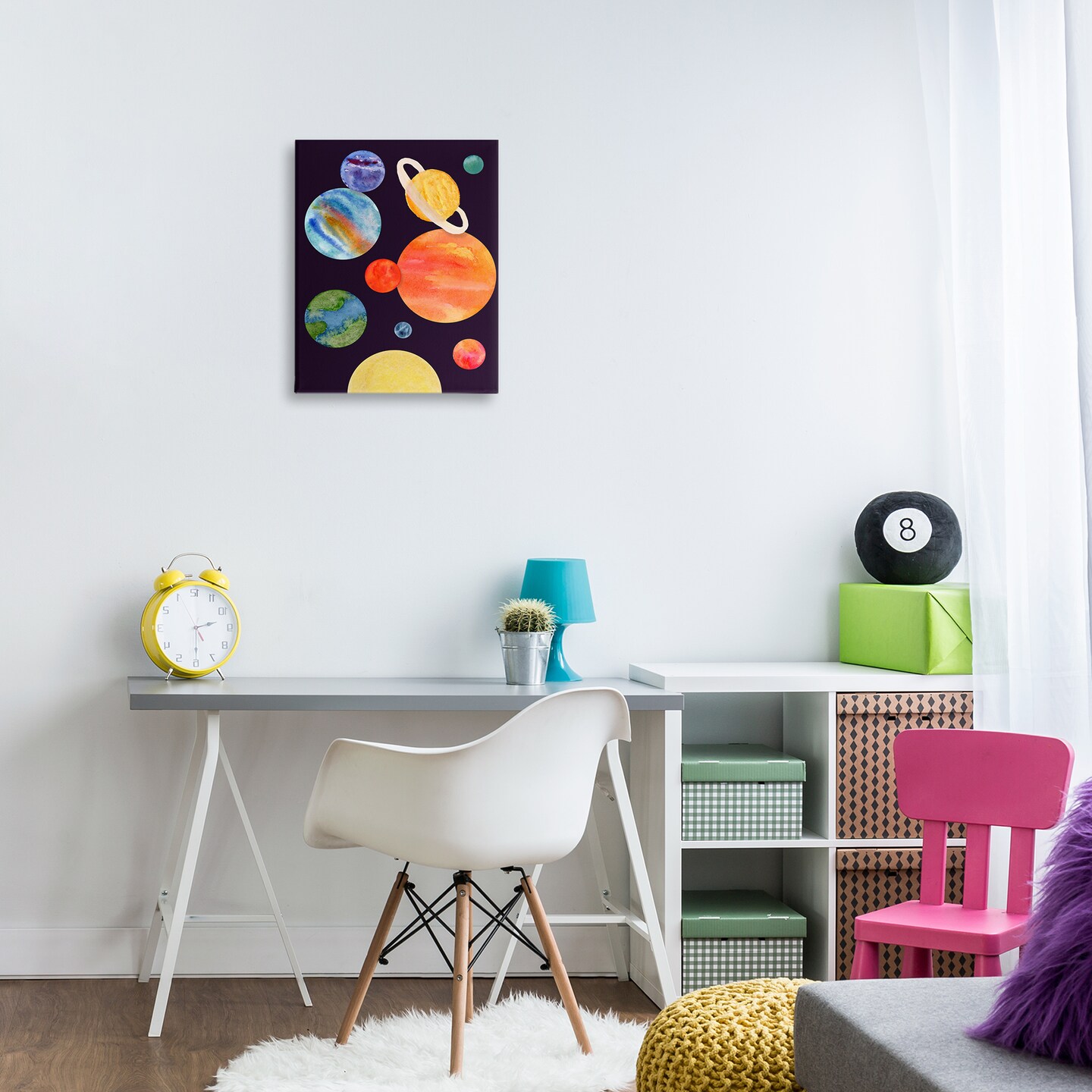 Stupell Industries Watercolor Planets on Black Canvas Design by Corinne Rose Designs