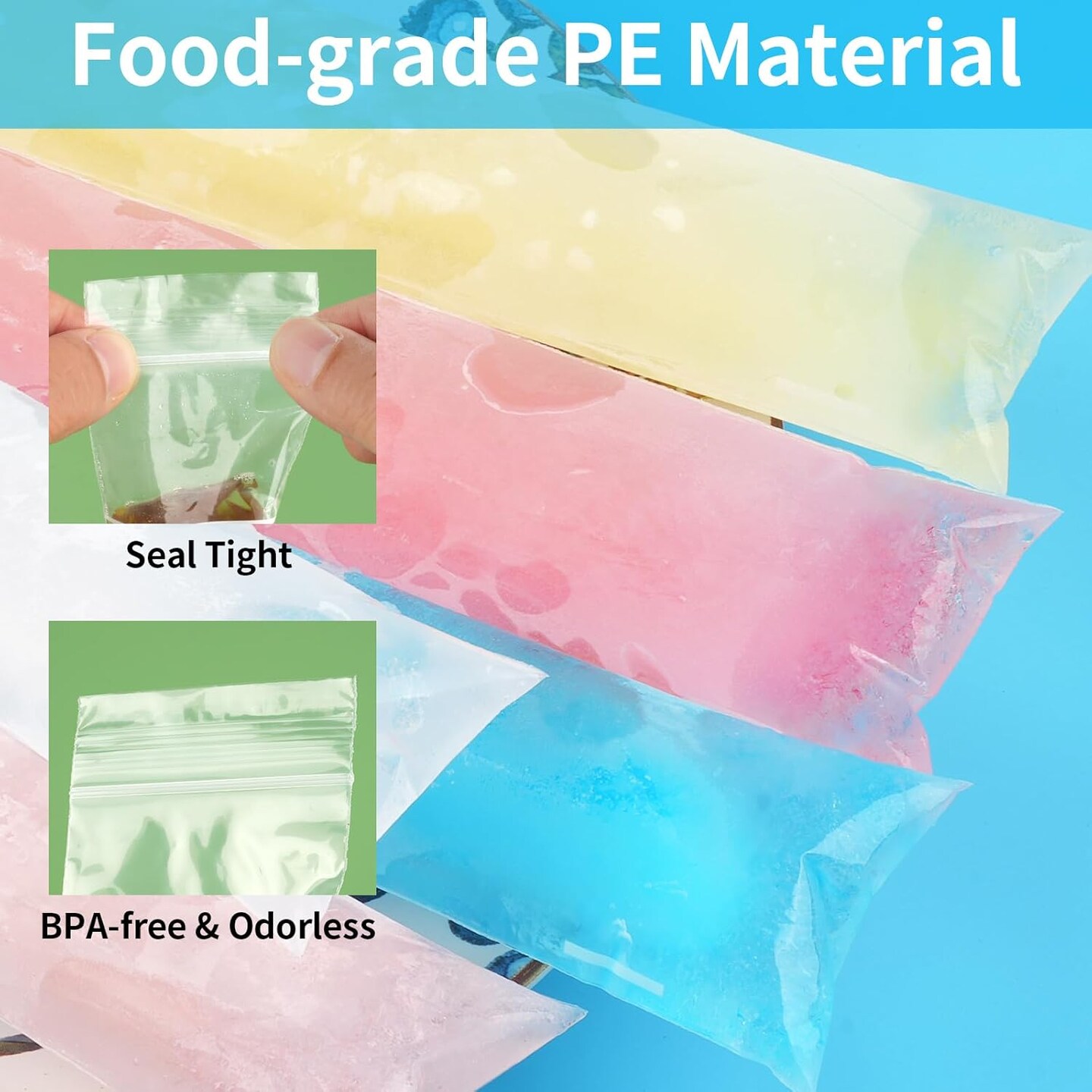 150 Disposable Popsicle Mold Bags, BPA-Free Freezer Tubes with Zip Seals and Funnel, Ideal for Ice Pops, Yogurt, Juice, Smoothies, Healthy Snacks &#xFF08;2&#x22;x11&#x22;&#xFF09;