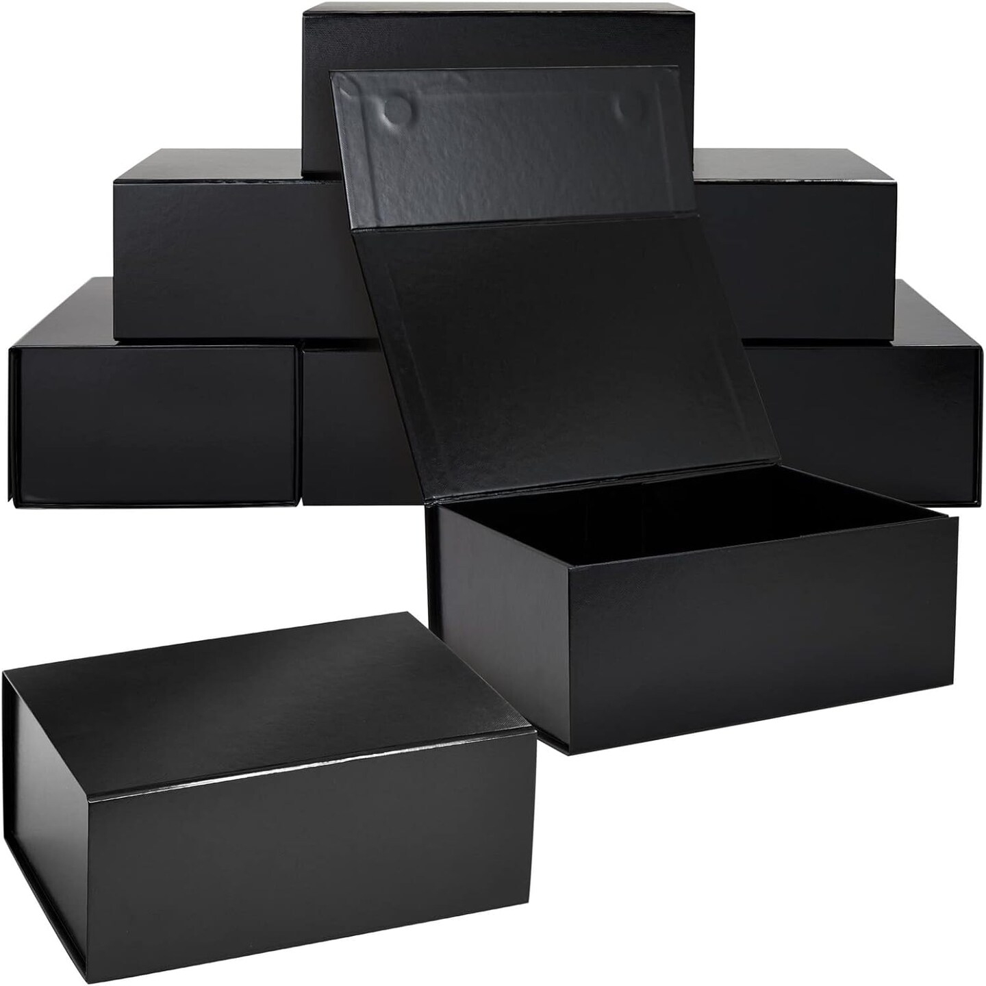 agnetic Gift Boxes with Lids for Birthday, Wedding, Groomsman and Bridesmaid Proposal Box (9.5 x 7 x 4 Inches) (Gloss Black) - 6 Pack