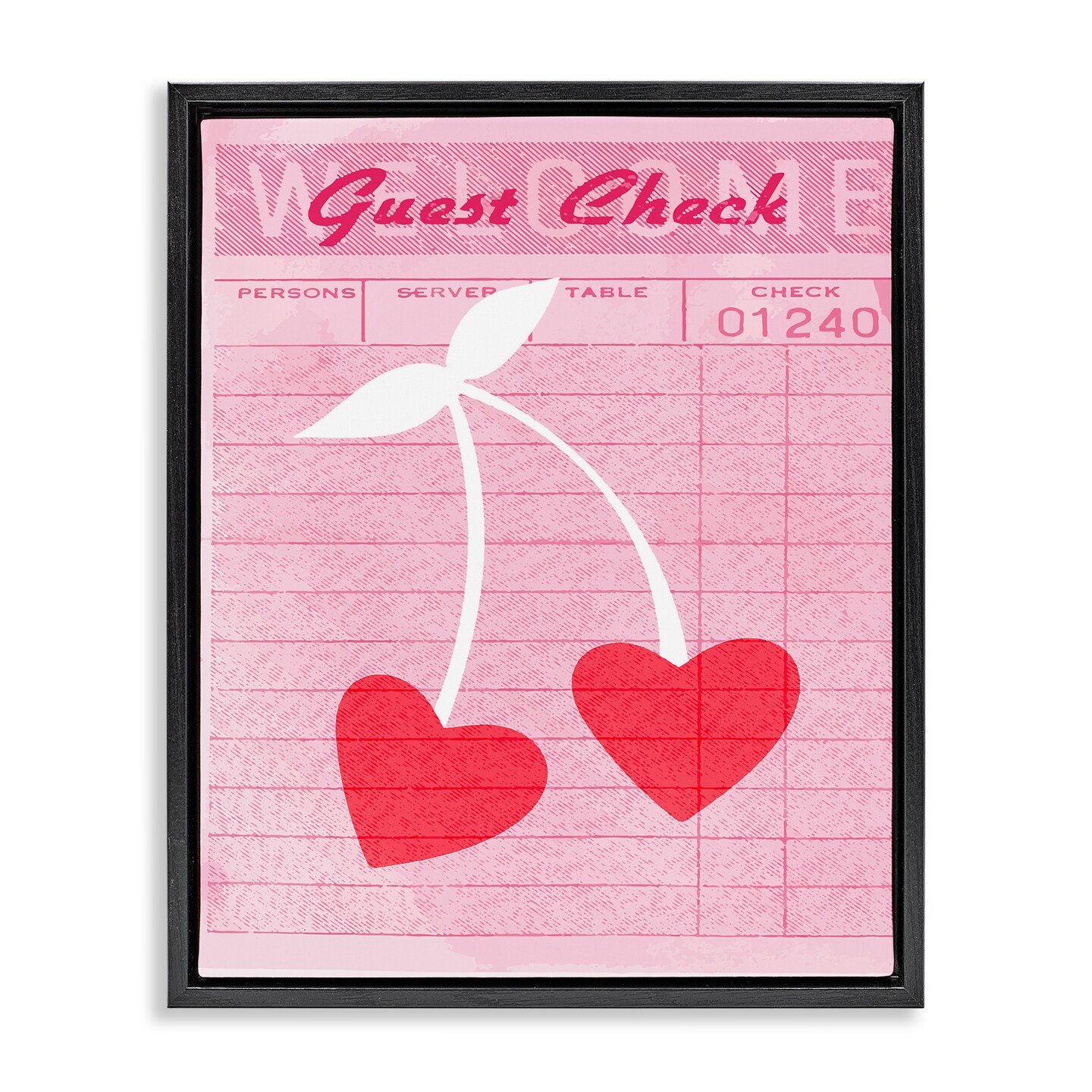 Stupell Industries Cherries on Guest Check Floating Frame Design by Lil' Rue