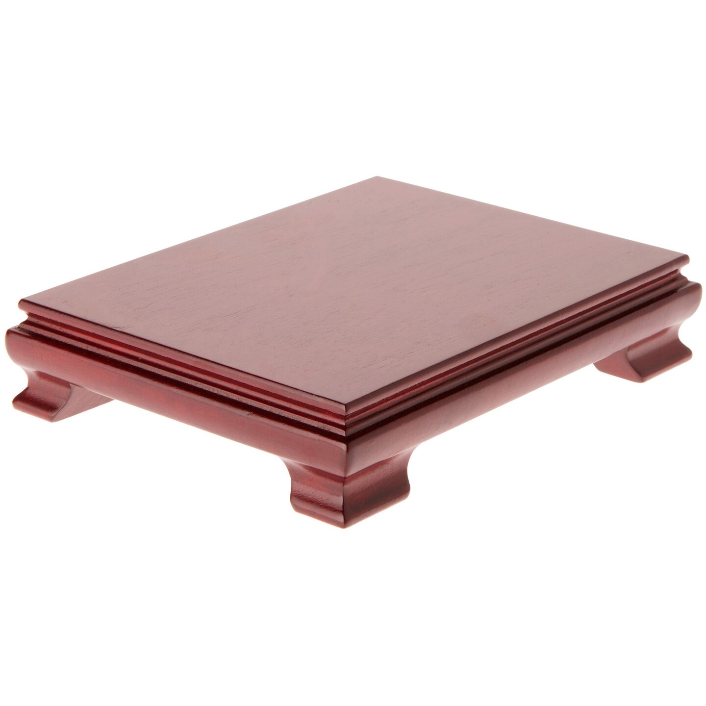 Plymor Red Rectangular Wood Veneer Footed Display Base, 8.375