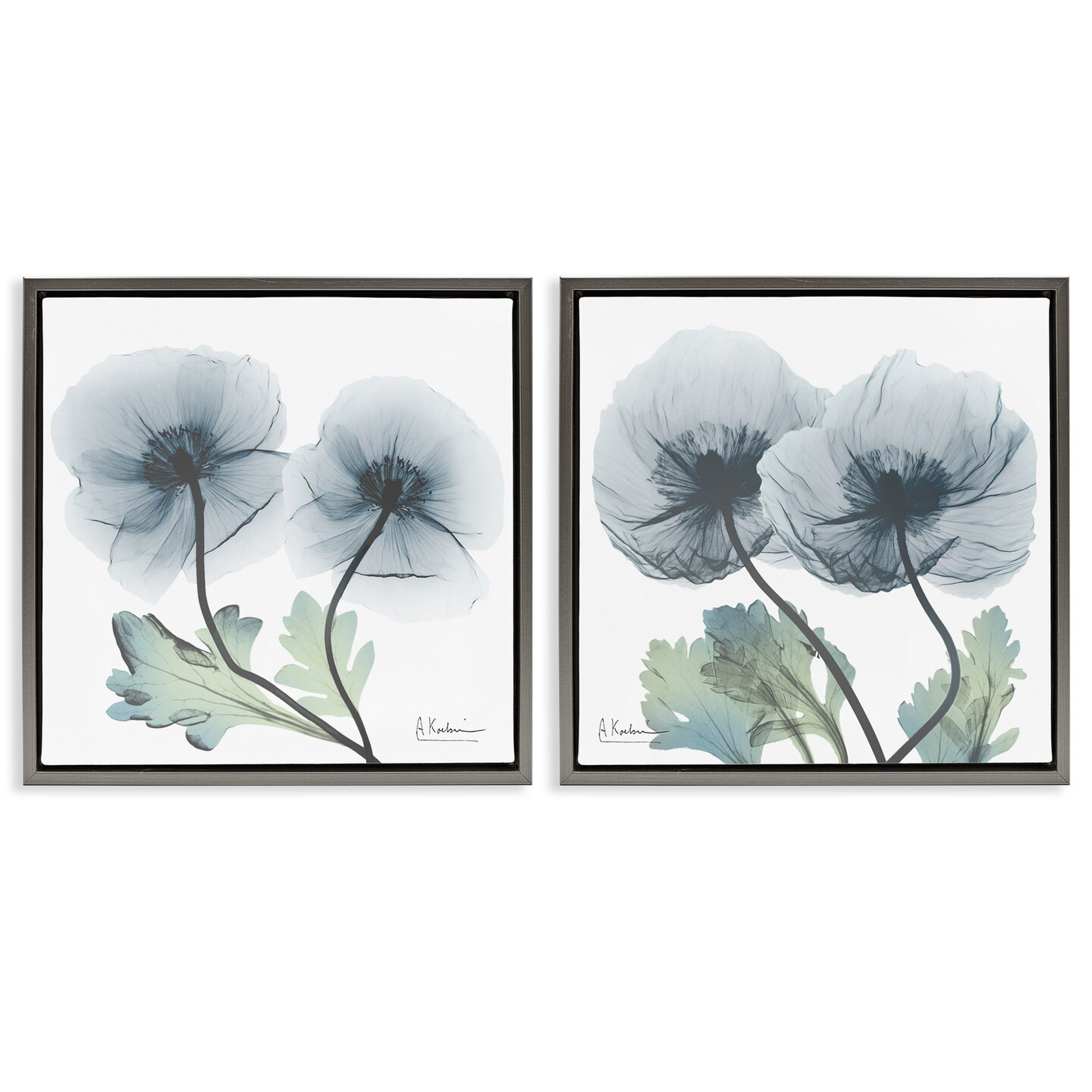 Stupell Industries Luminous Sapphire Florals 2pc Floating Frame Set Design by Albert Koetsier
