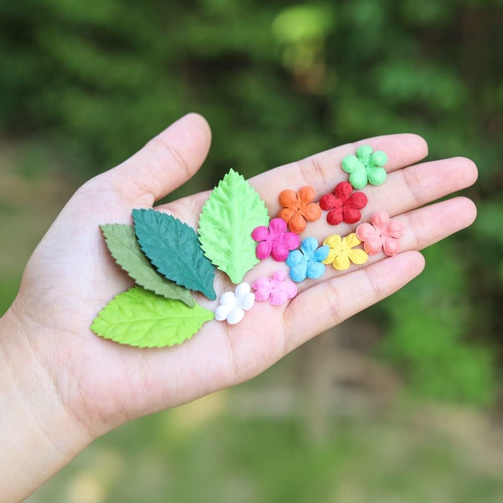 200 Pcs Handmade Mixed Mulberry Paper Flowers Petals and Leaves Wedding