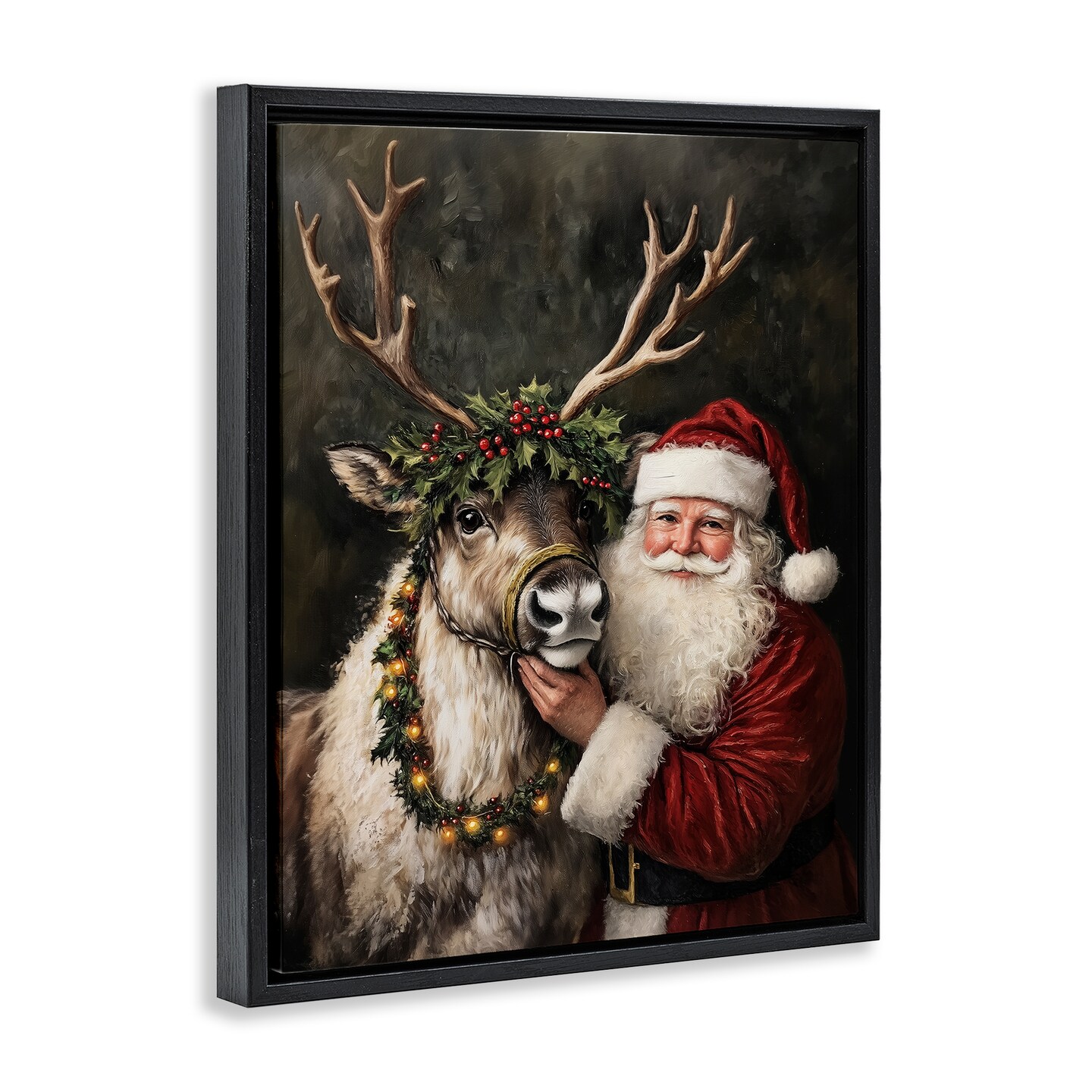 Stupell Industries Santa & Reindeer Portrait Floating Frame Design by Arlington Prints
