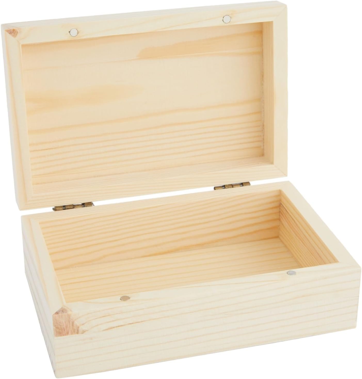 4-Pack Small Unfinished Wooden Boxes for Crafts with Hinged Magnetic Lid, Rectangular (5.5 x 3.5 x 2 in)