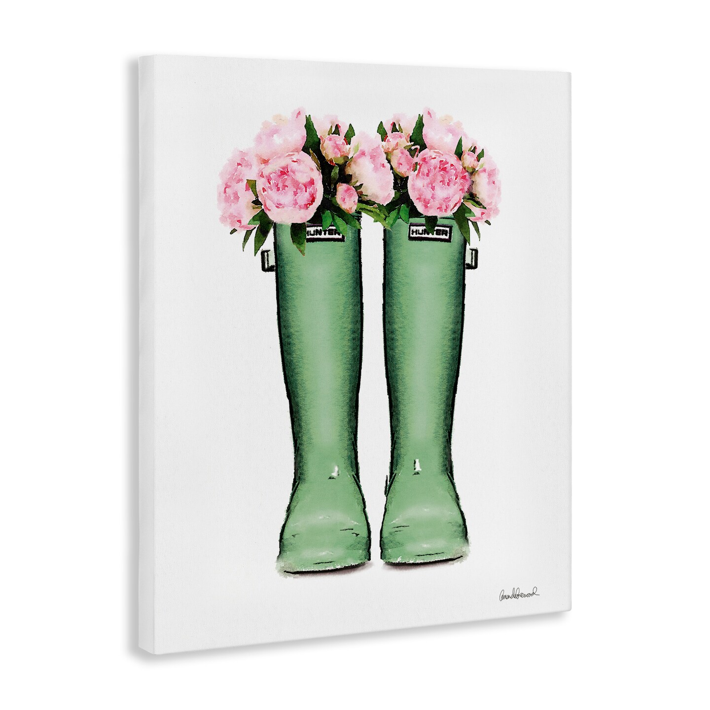 Stupell Industries Country Boots with Peonies Canvas Design by Amanda Greenwood
