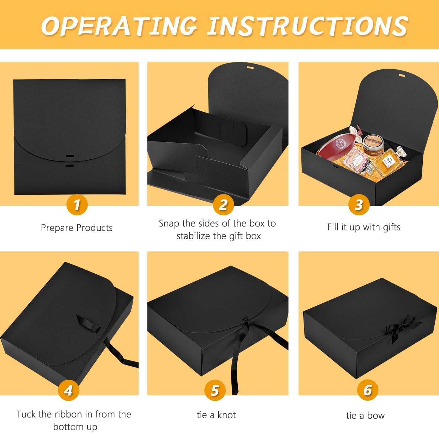 15Pack Gift Boxes with Lids, 10.6x7.8x3.1 Inches Bridesmaid Proposal Boxes with Ribbon, Black Gift Boxes for Presents,Kraft Paper Boxes for Wedding Christmas Birthday Baby Shower Party