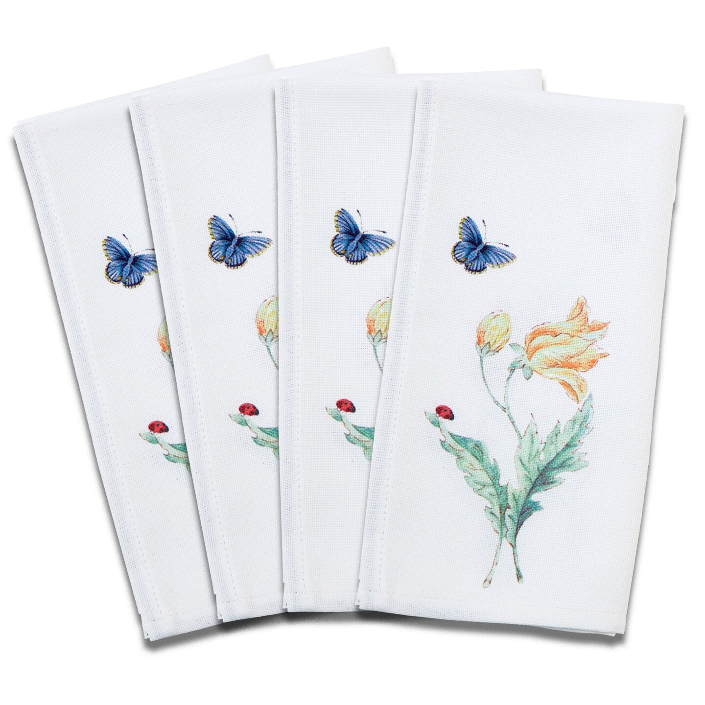 Lenox Butterfly Meadow Garden Napkins, Set of 4, Multicolor - 19"W x 19"L