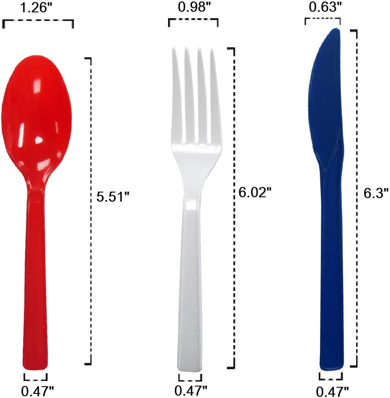 51PCS Patriotic Red, White & Blue Plastic Cutlery Combo Pack – Disposable Hard Plastic Forks, Knives & Spoons for Party Supplies & Celebrations