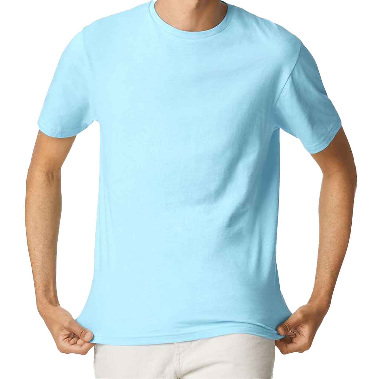 Gildan Men's Softstyle Lightweight T-Shirt, Short Sleeve Blank Tee for HTV & DIY Crafting, Sky