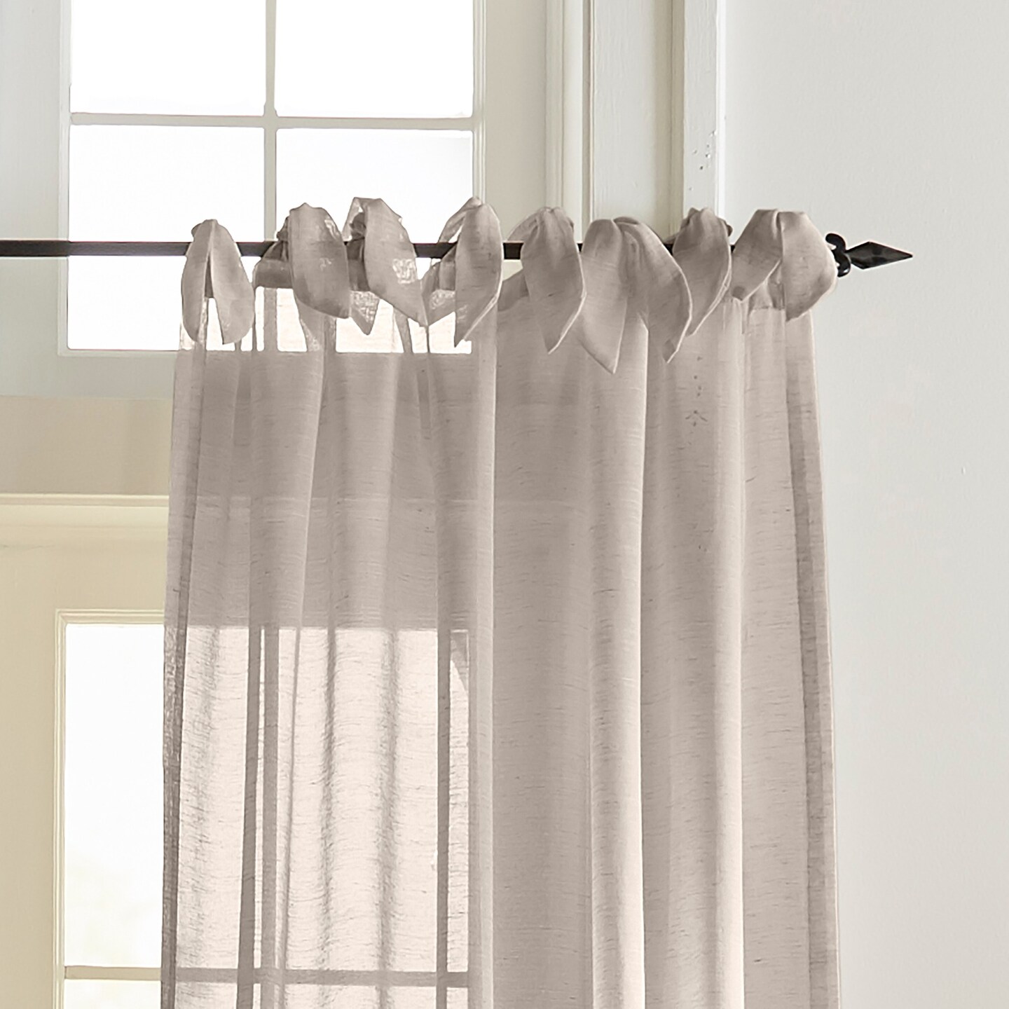 Threadmade Home Vienna Tie-Top Sheer Window Curtain, Light Gray - 52"W x 84"L
