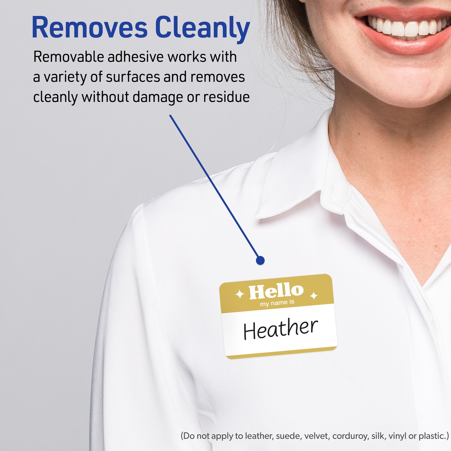 Avery® Printable Adhesive Name Tags, 2-1/3" x 3-3/8", Pre-printed Metallic Gold Hello My Name Is Design, 80 Total, Great for Meetings, Events, and More
