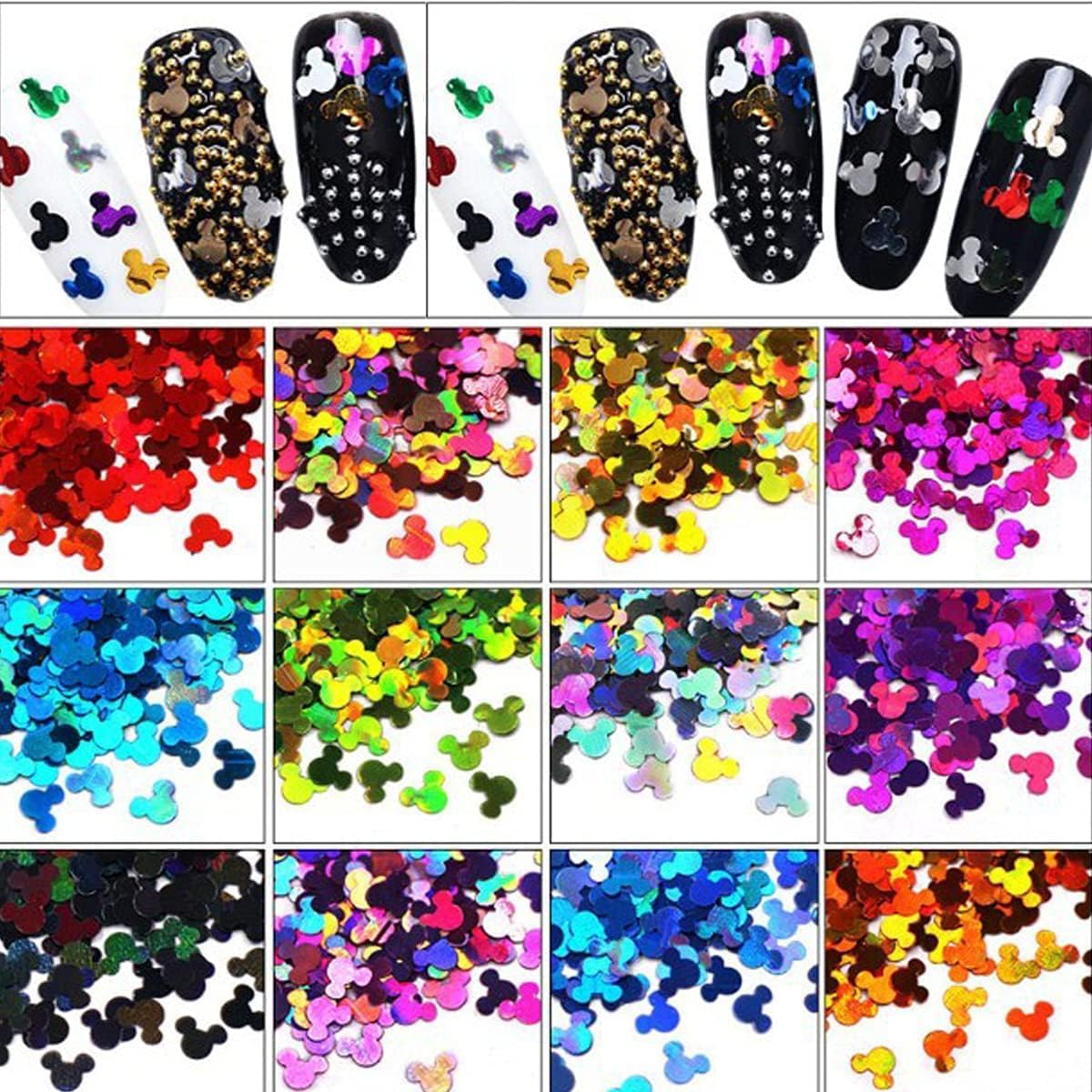 12 Colors Nail Glitter Sequins – 3D Holographic Nail Art Flakes, Stickers & Confetti for Nails, Face, Body & DIY Crafts (A2)