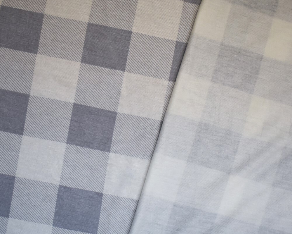 Gray-White Rayon Modal Gingham Printed Stretch Spandex Jersey Knit Fabric By the Yard