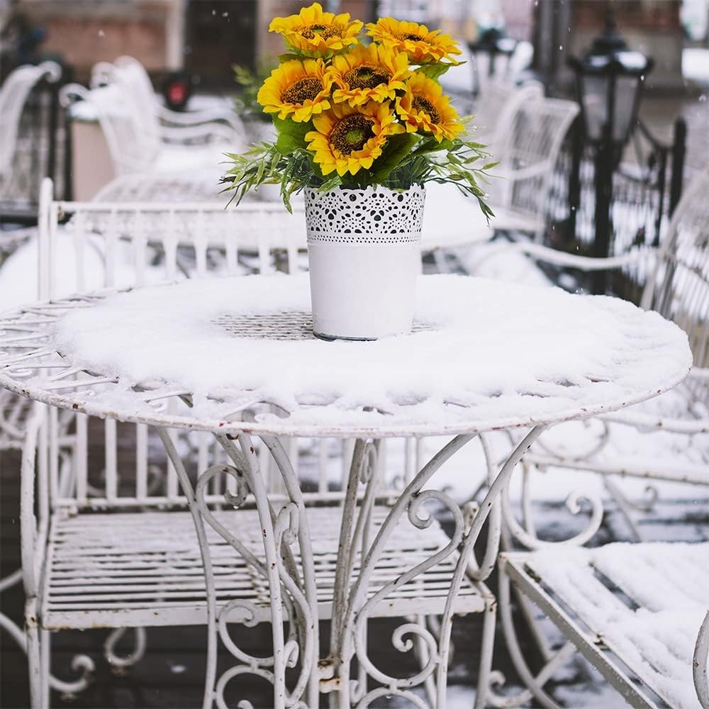 Summer Floral Arrangement - 6PCS Artificial Sunflowers with Stems, Realistic Silk Yellow Flowers for Wedding, Table Centerpieces, and Indoor/Outdoor Decoration