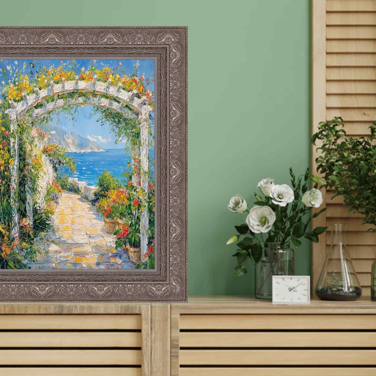 Wide Aged Vintage Silver Leaf Gothic Luxury Picture Frame 20x24 frame